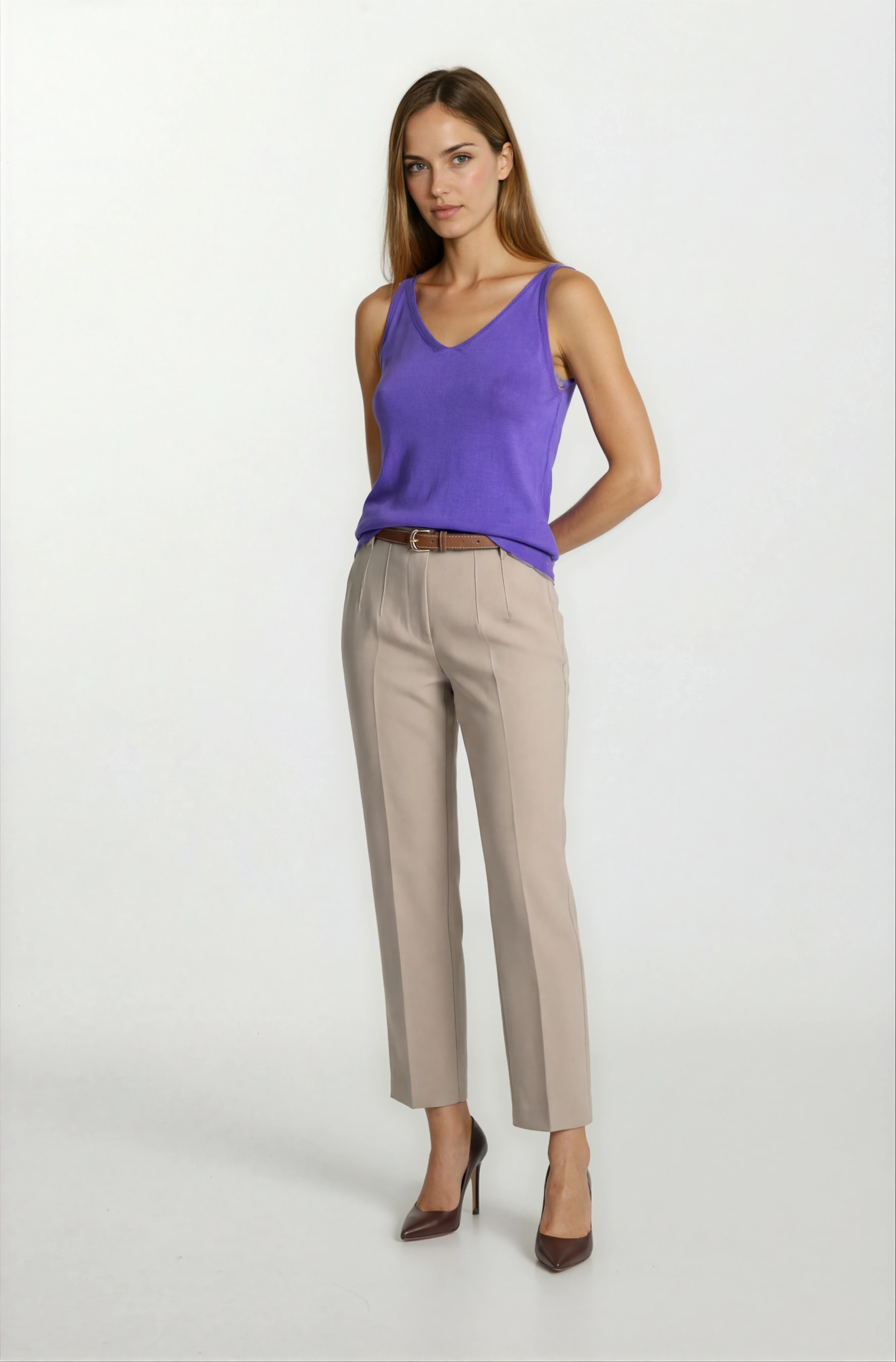 Delmira Ön Arka V Yaka Kolsuz Triko MOR