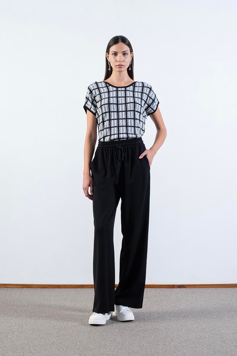 Desidera Beli Lastikli Bağcıklı Pantolon SİYAH