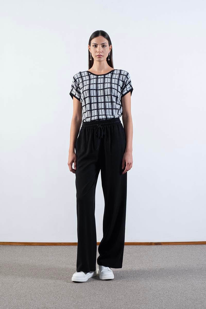 Desidera Beli Lastikli Bağcıklı Pantolon SİYAH