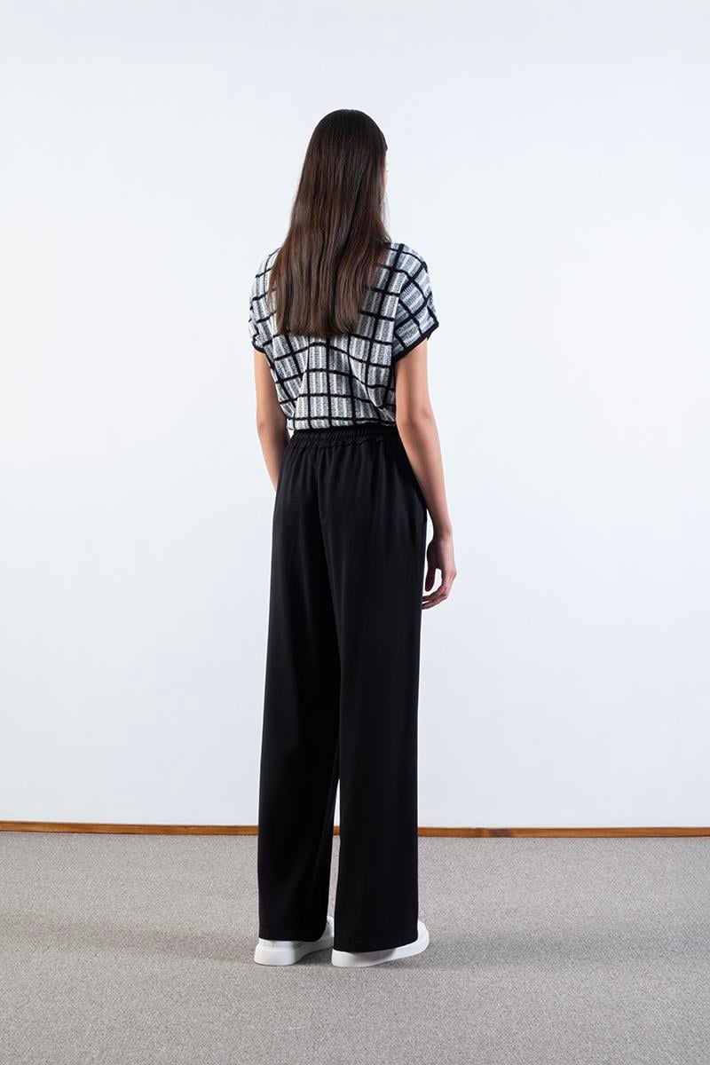 Desidera Beli Lastikli Bağcıklı Pantolon SİYAH