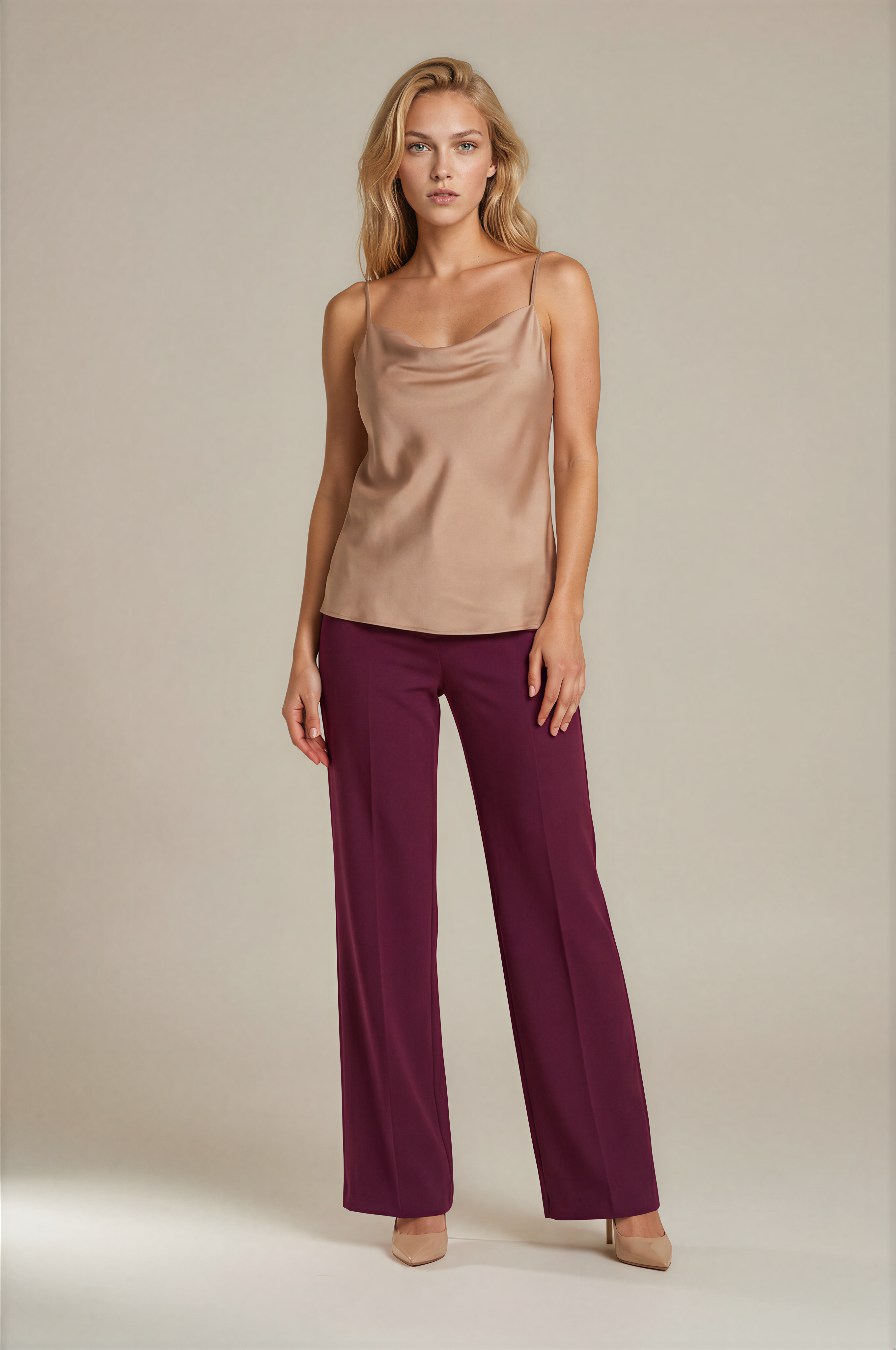Diamante Rahat Kesim Bol Paça Pantolon BORDO