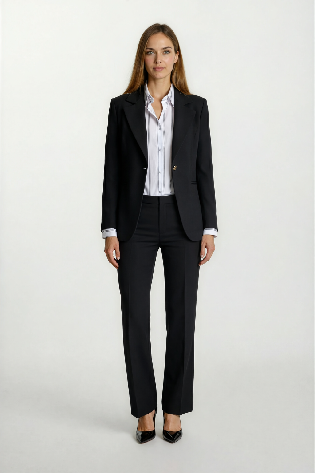 Didima Klasik Yaka Bele Oturan  Flotalı Ceket SİYAH