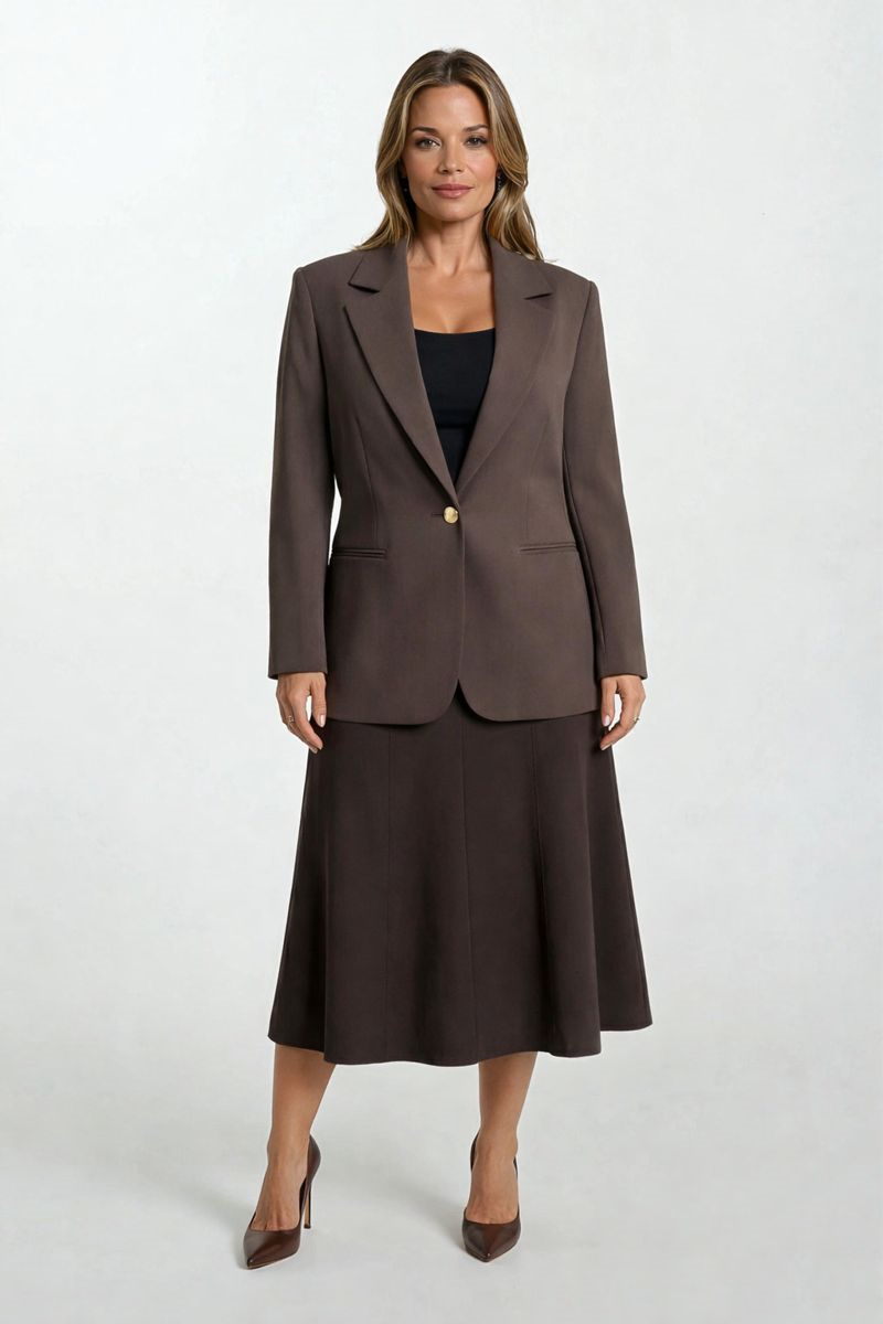 Didima Klasik Yaka Bele Oturan  Flotalı Ceket KAHVE