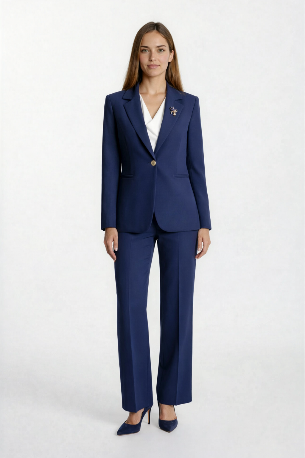 Didima Klasik Yaka Bele Oturan  Flotalı Ceket LACİVERT