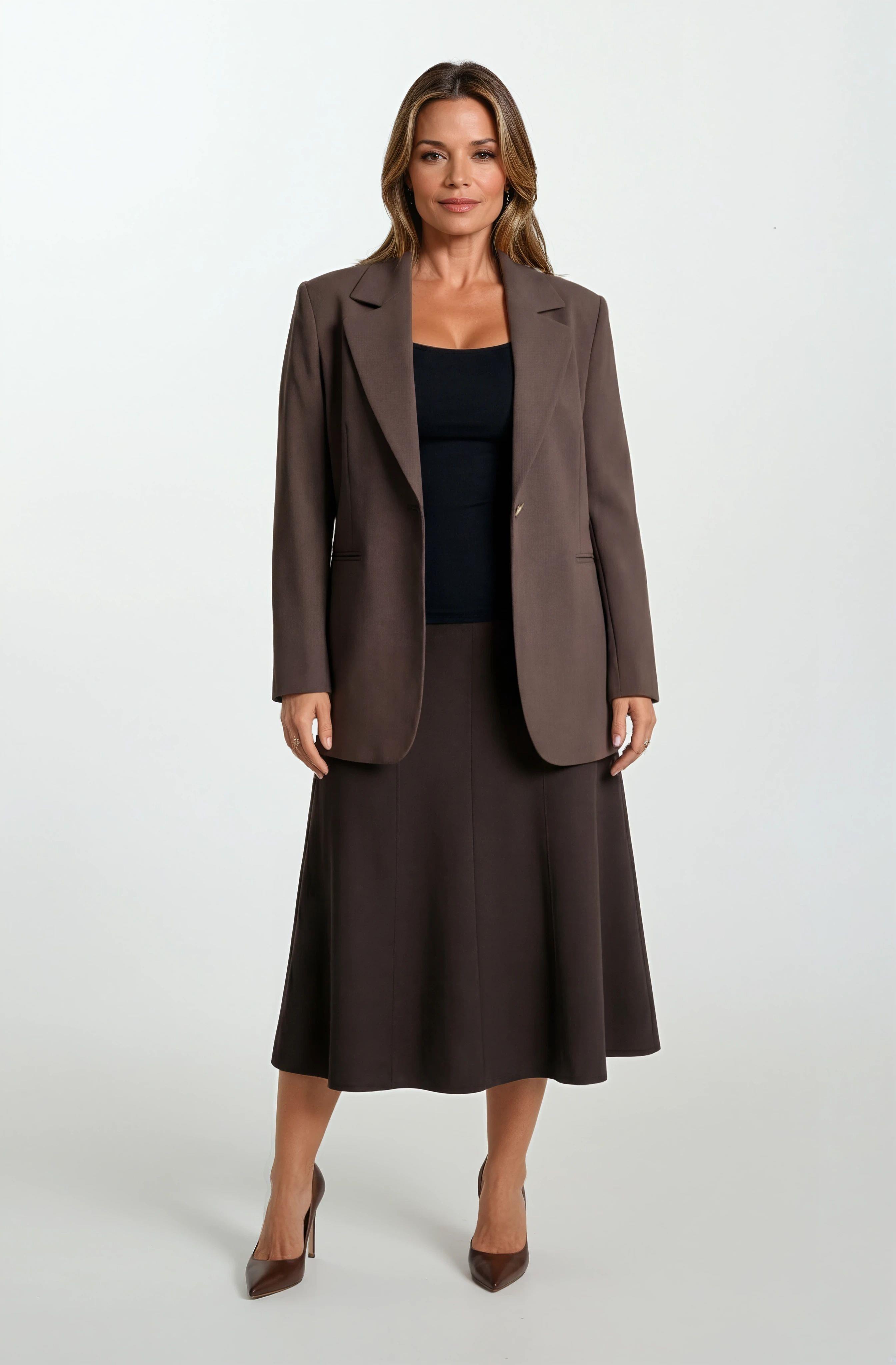 Didima Klasik Yaka Bele Oturan  Flotalı Ceket KAHVE