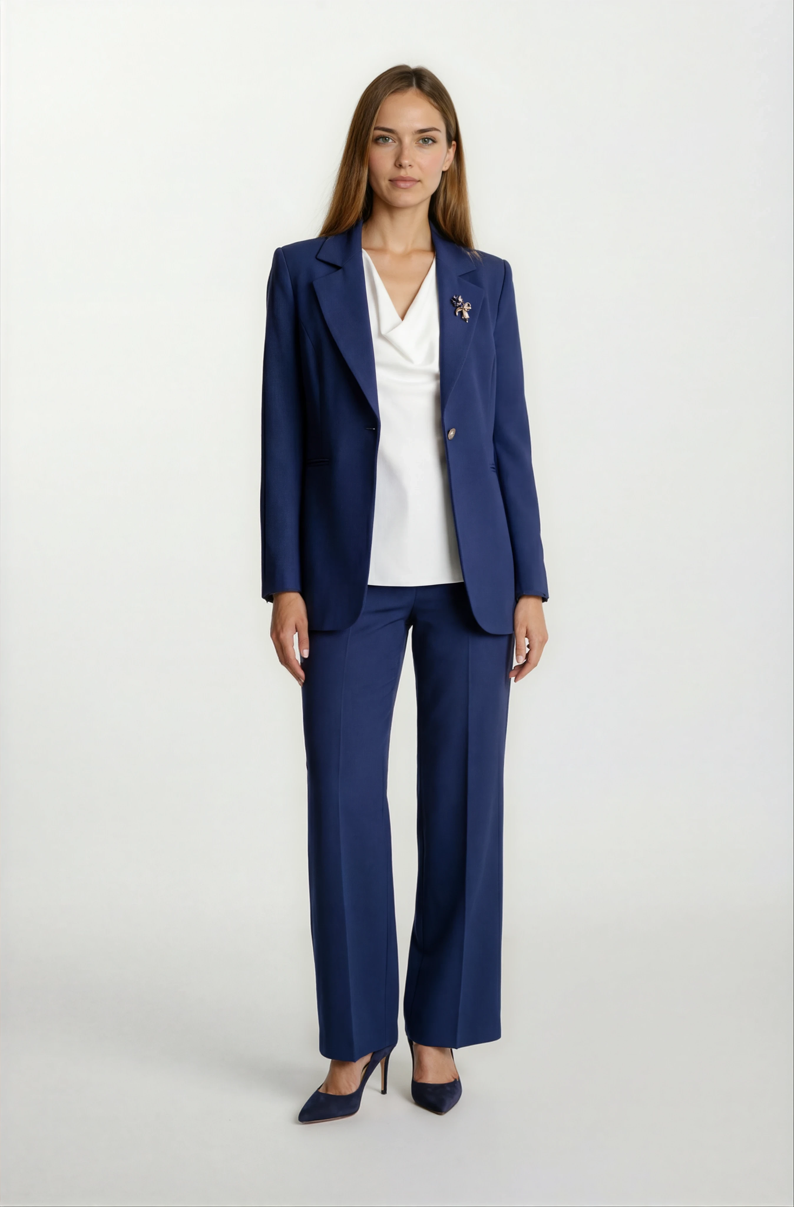 Didima Klasik Yaka Bele Oturan  Flotalı Ceket LACİVERT