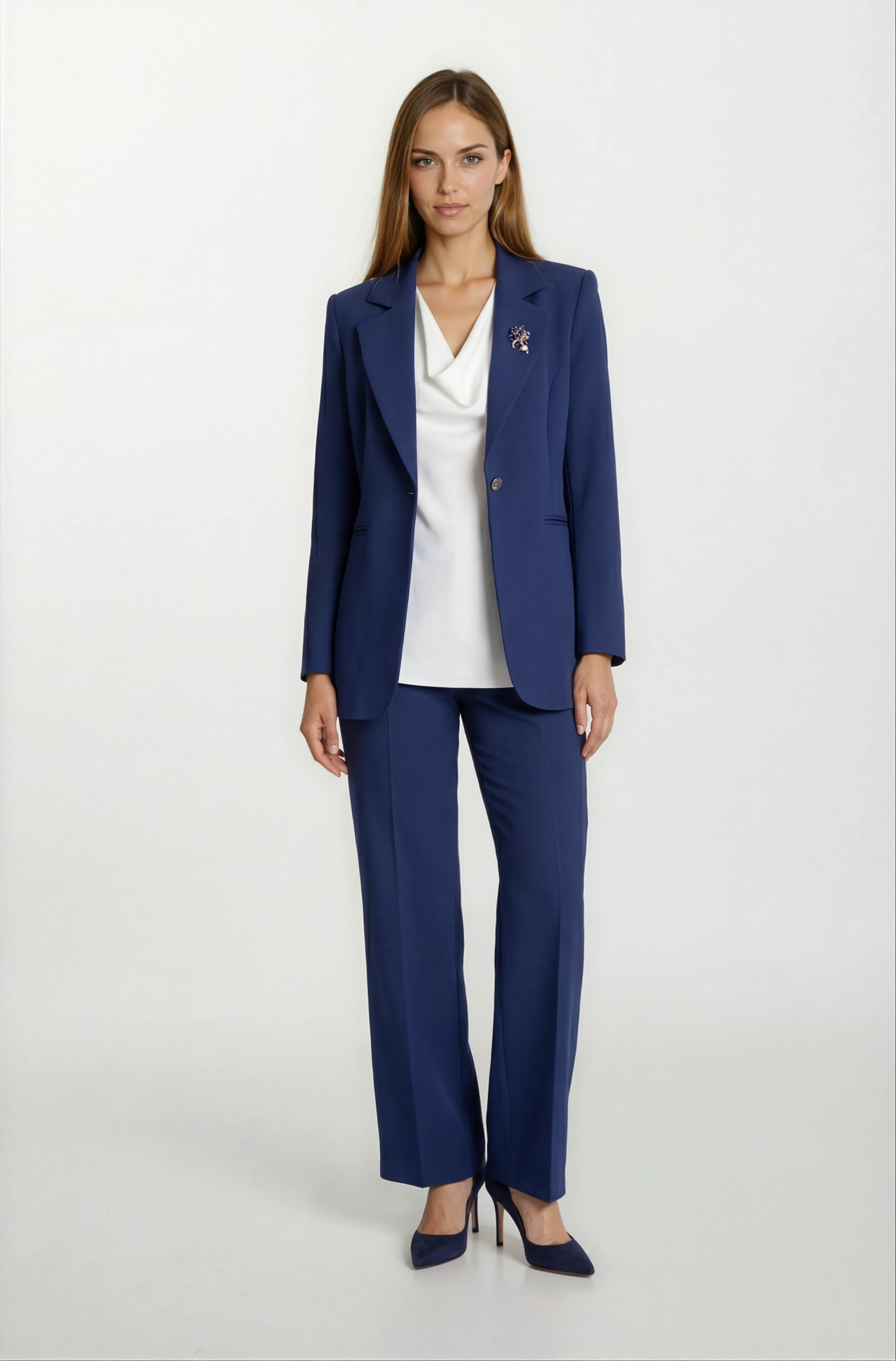 Didima Klasik Yaka Bele Oturan  Flotalı Ceket LACİVERT