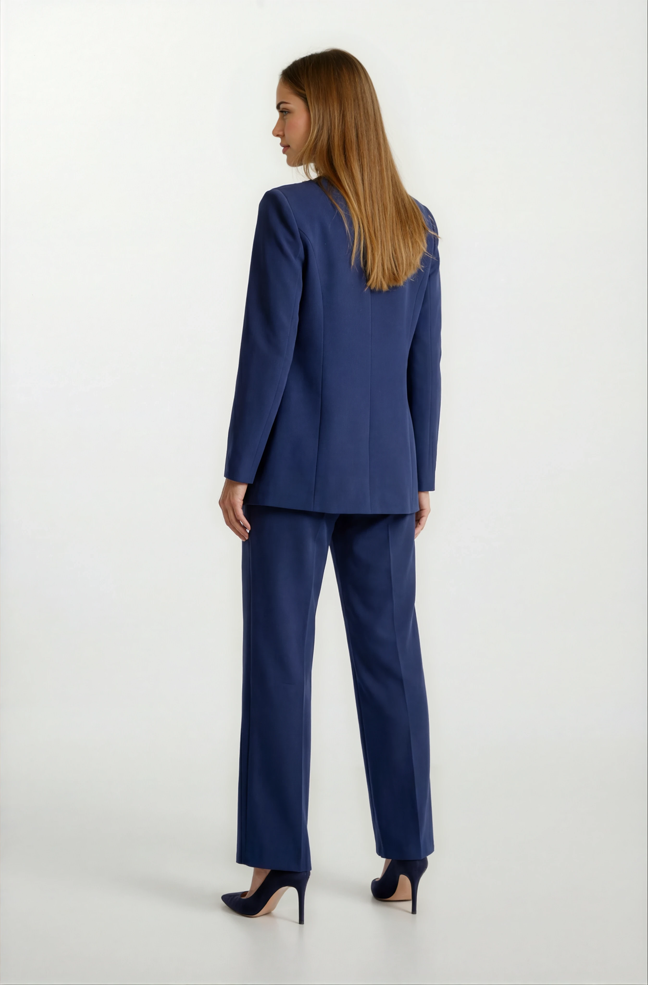 Didima Klasik Yaka Bele Oturan  Flotalı Ceket LACİVERT