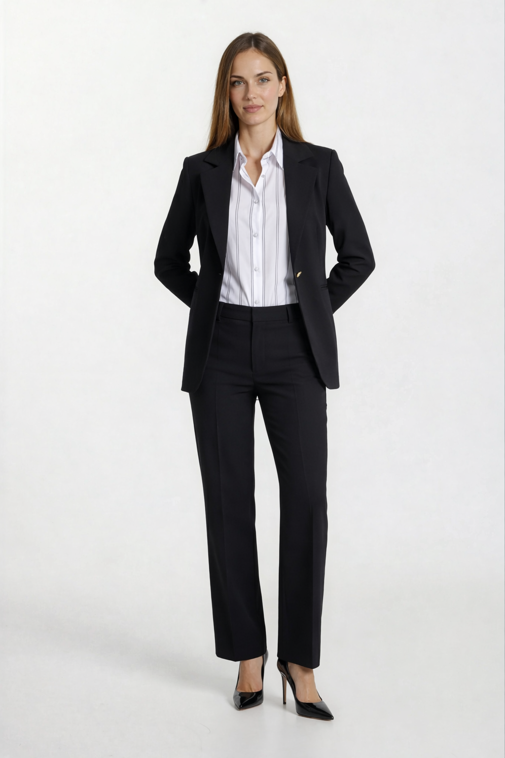 Didima Klasik Yaka Bele Oturan  Flotalı Ceket SİYAH