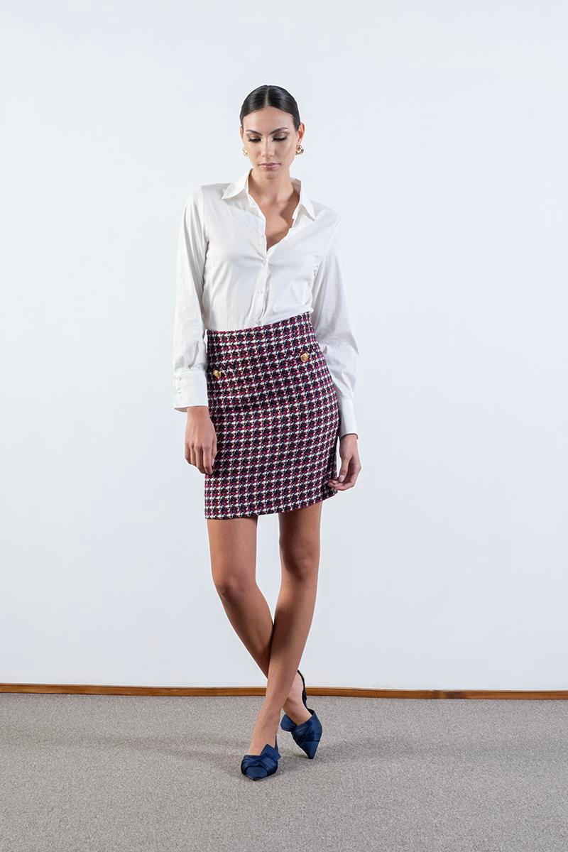 Diletto Flotalı Cepte Metal Düğmeli Etek FUŞYA