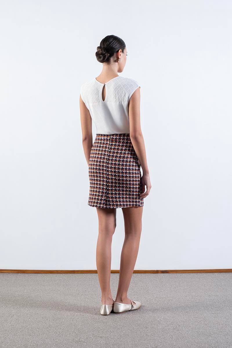 Diletto Flotalı Cepte Metal Düğmeli Etek ORANJ