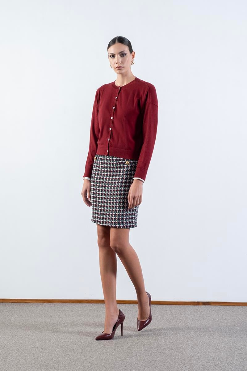 Diletto Flotalı Cepte Metal Düğmeli Etek YEŞİL