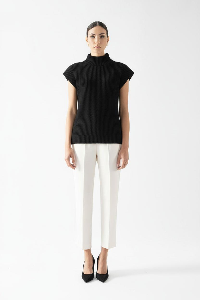 Dimitrio Dik Yaka Kolsuz Triko SİYAH