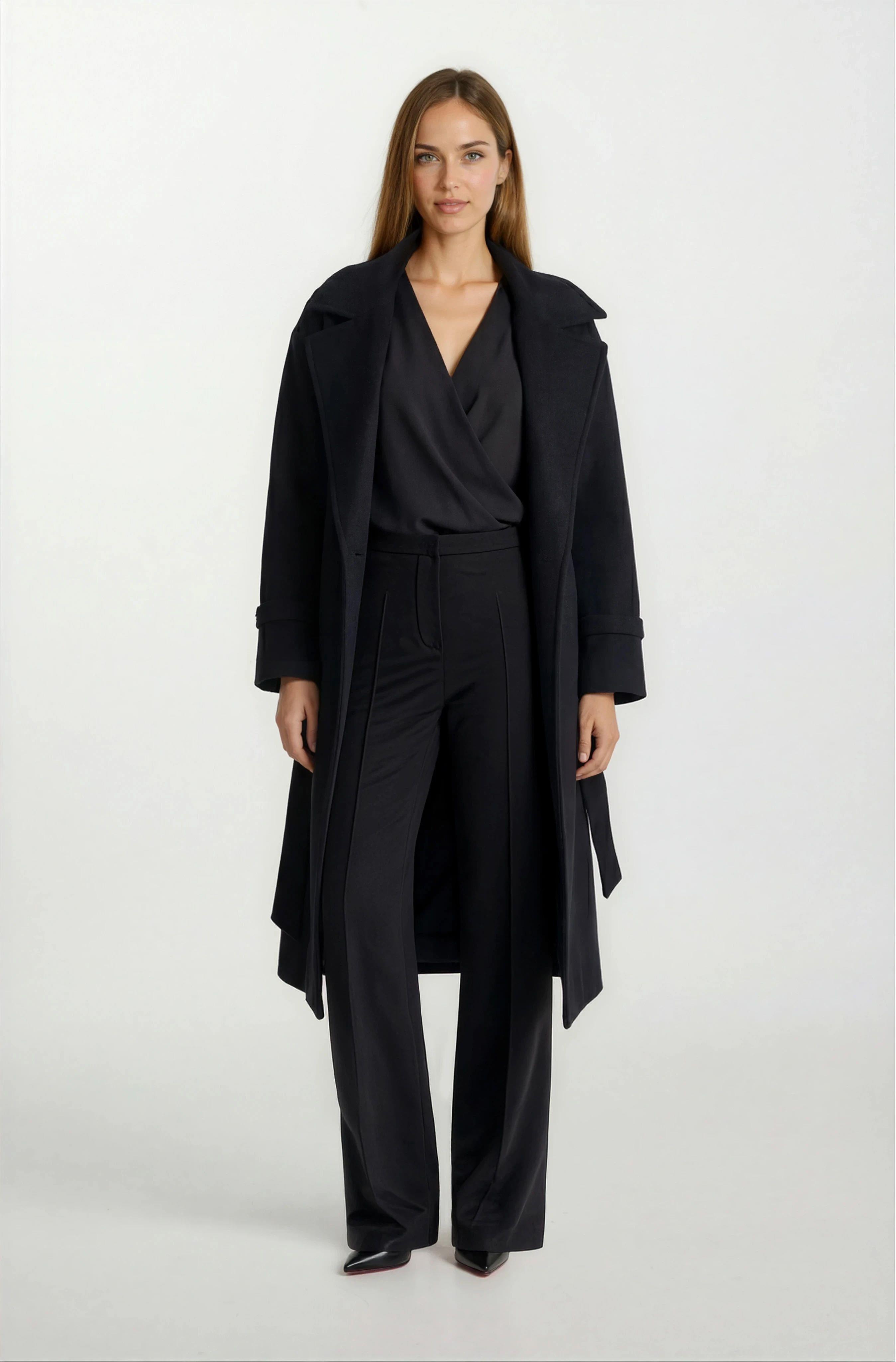 Diodorino Kruvaze Kuşaklı Kaban SİYAH