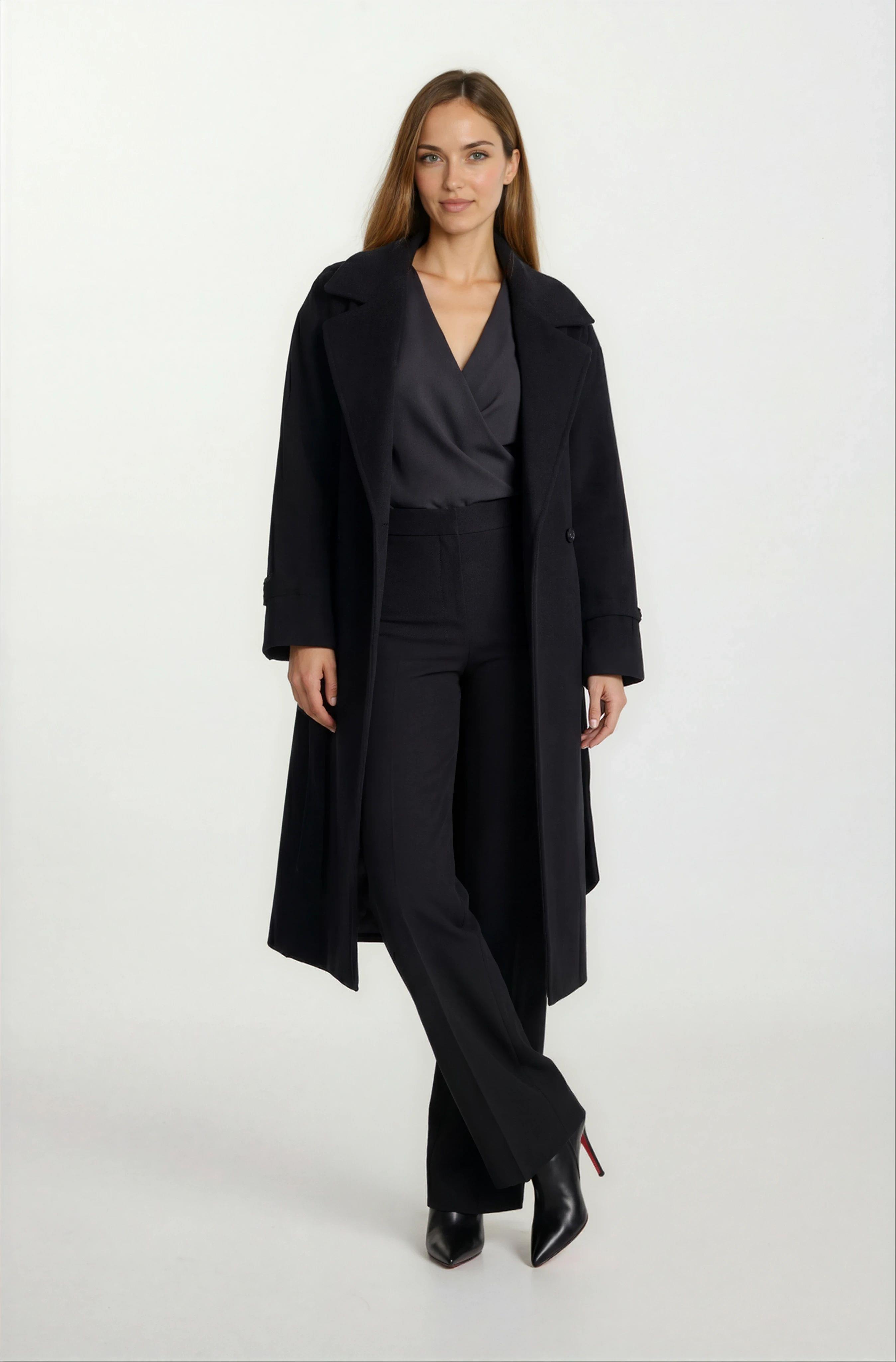 Diodorino Kruvaze Kuşaklı Kaban SİYAH