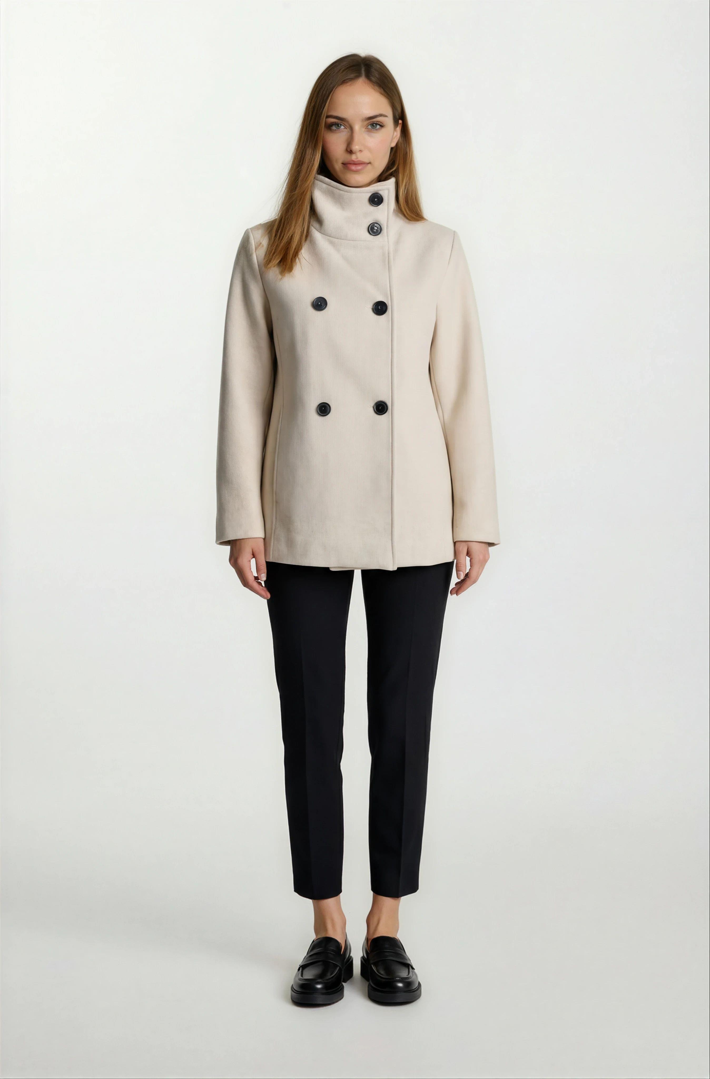 Dionilla Dik Yaka Kruvaze Mont TAŞ