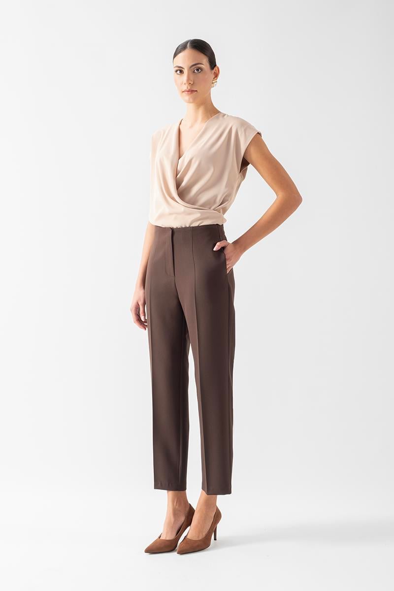 Donohoe Kemersiz Pensli Pantolon KAHVE