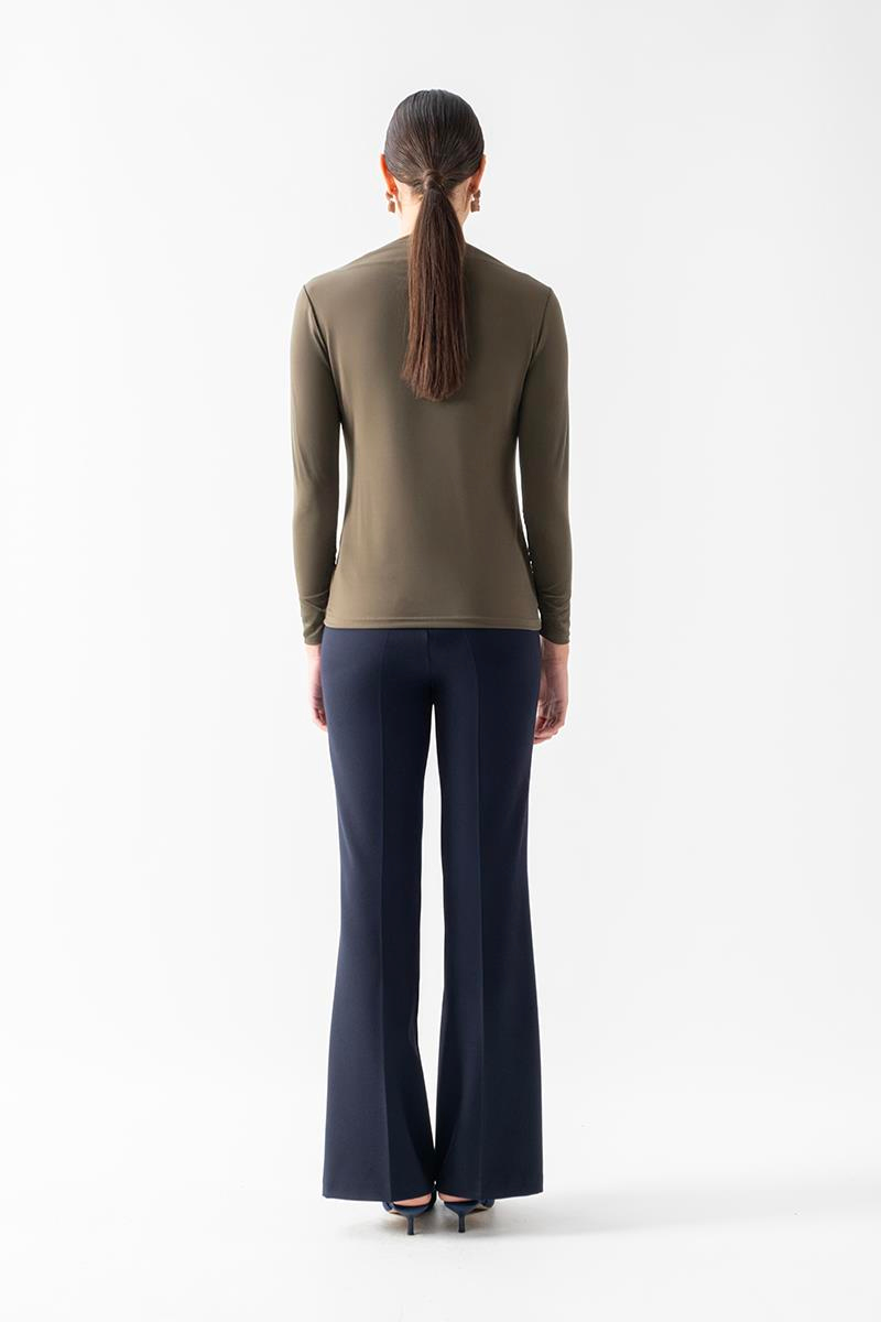 Dorindo Degaje Yaka Bluz HAKİ