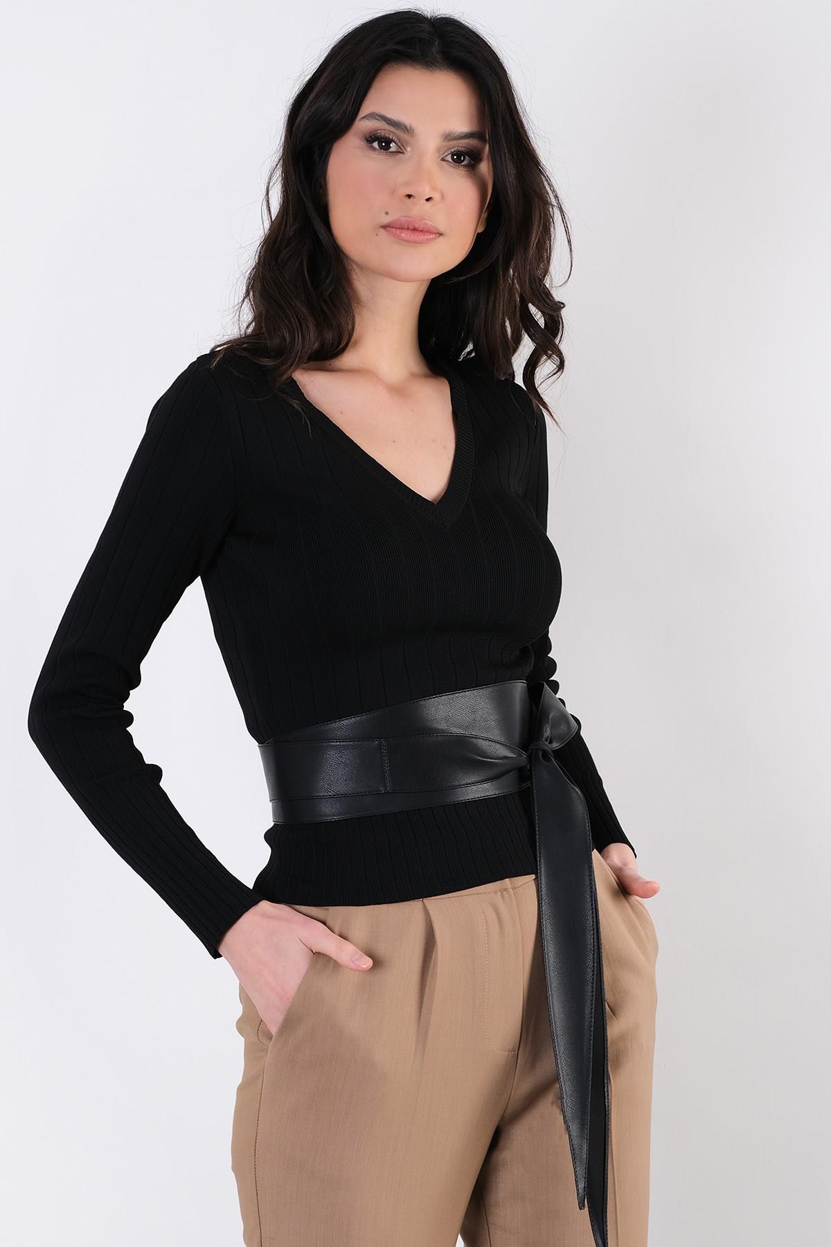 Dorotea Suni Deri Kemer SİYAH