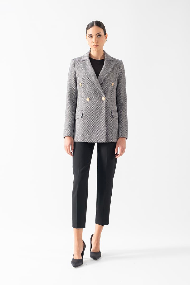 Drusolina Klasik Yaka Kapaklı Cepli Blazer Ceket SİYAH