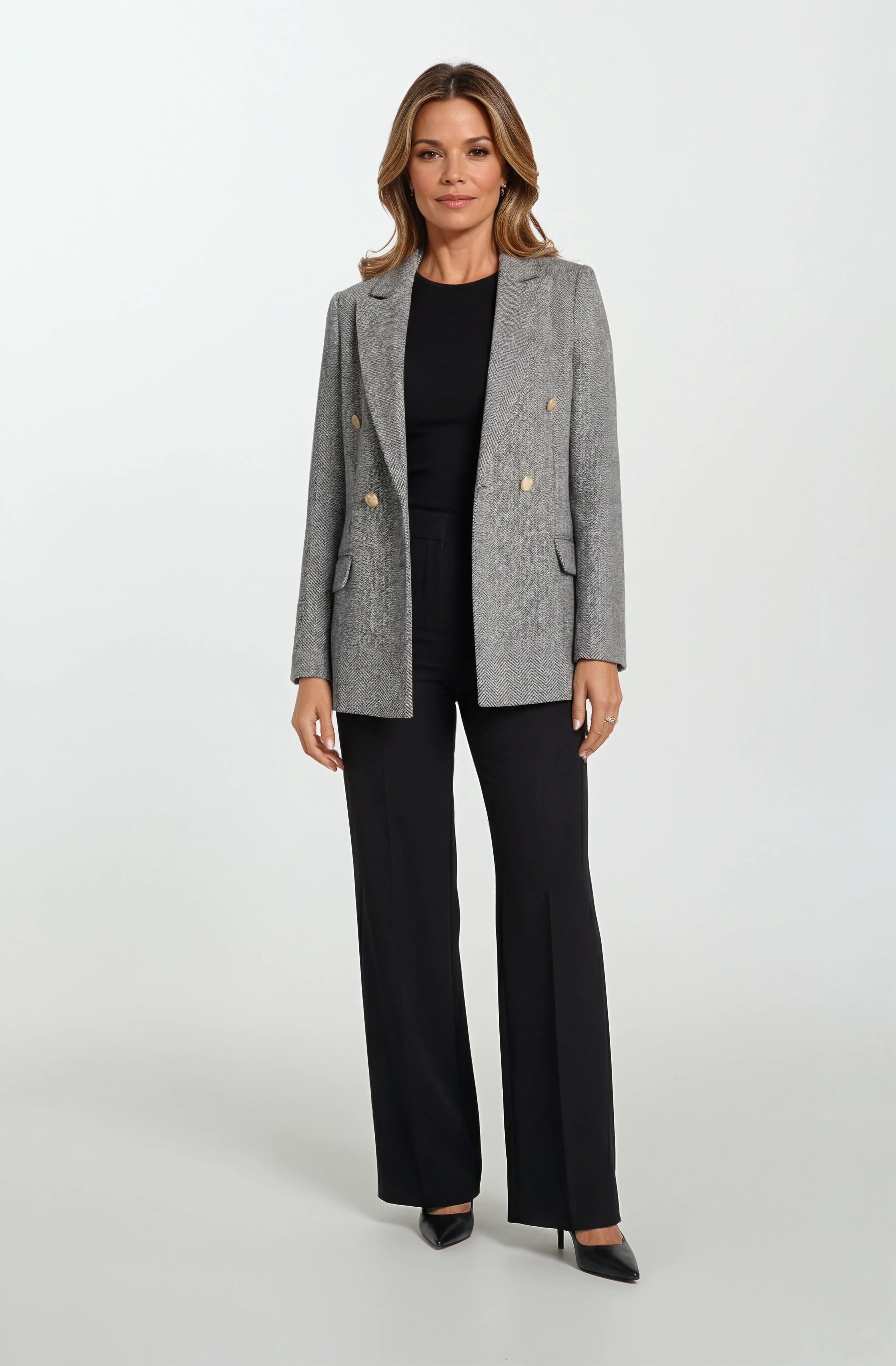 Drusolina Klasik Yaka Kapaklı Cepli Blazer Ceket SİYAH