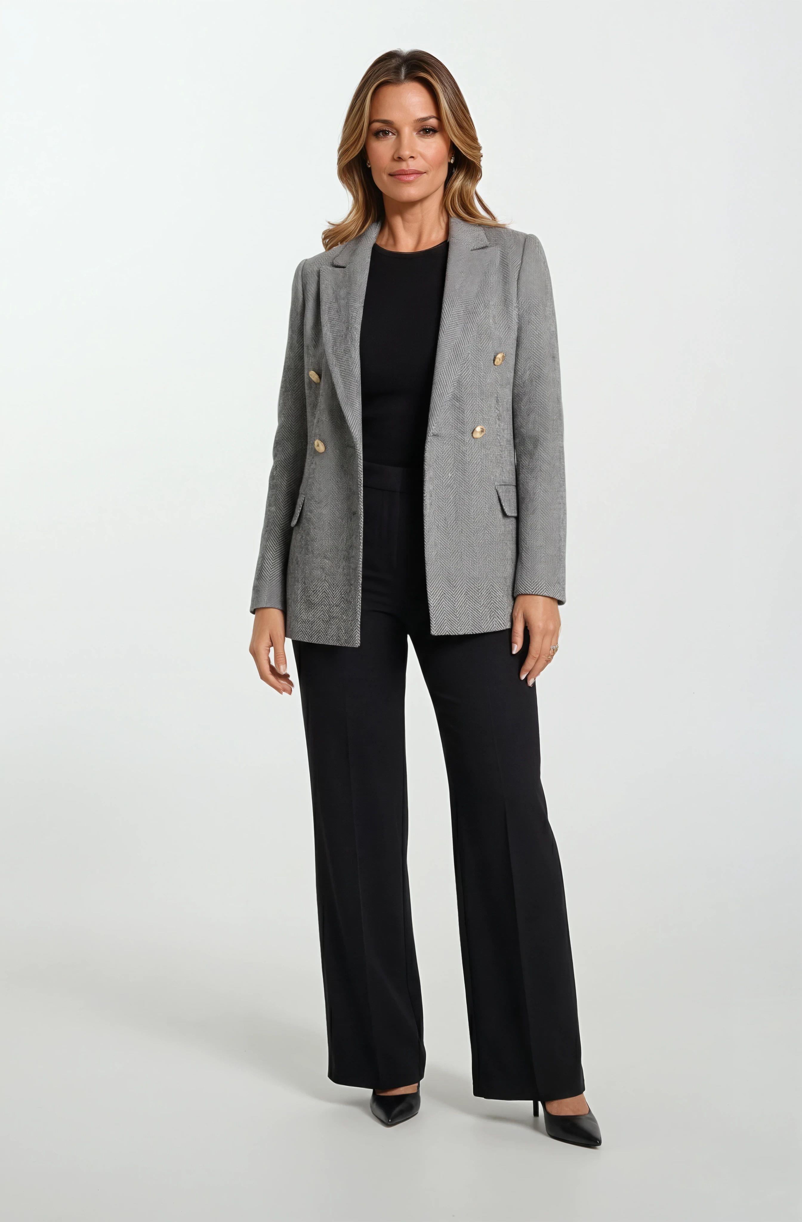 Drusolina Klasik Yaka Kapaklı Cepli Blazer Ceket SİYAH