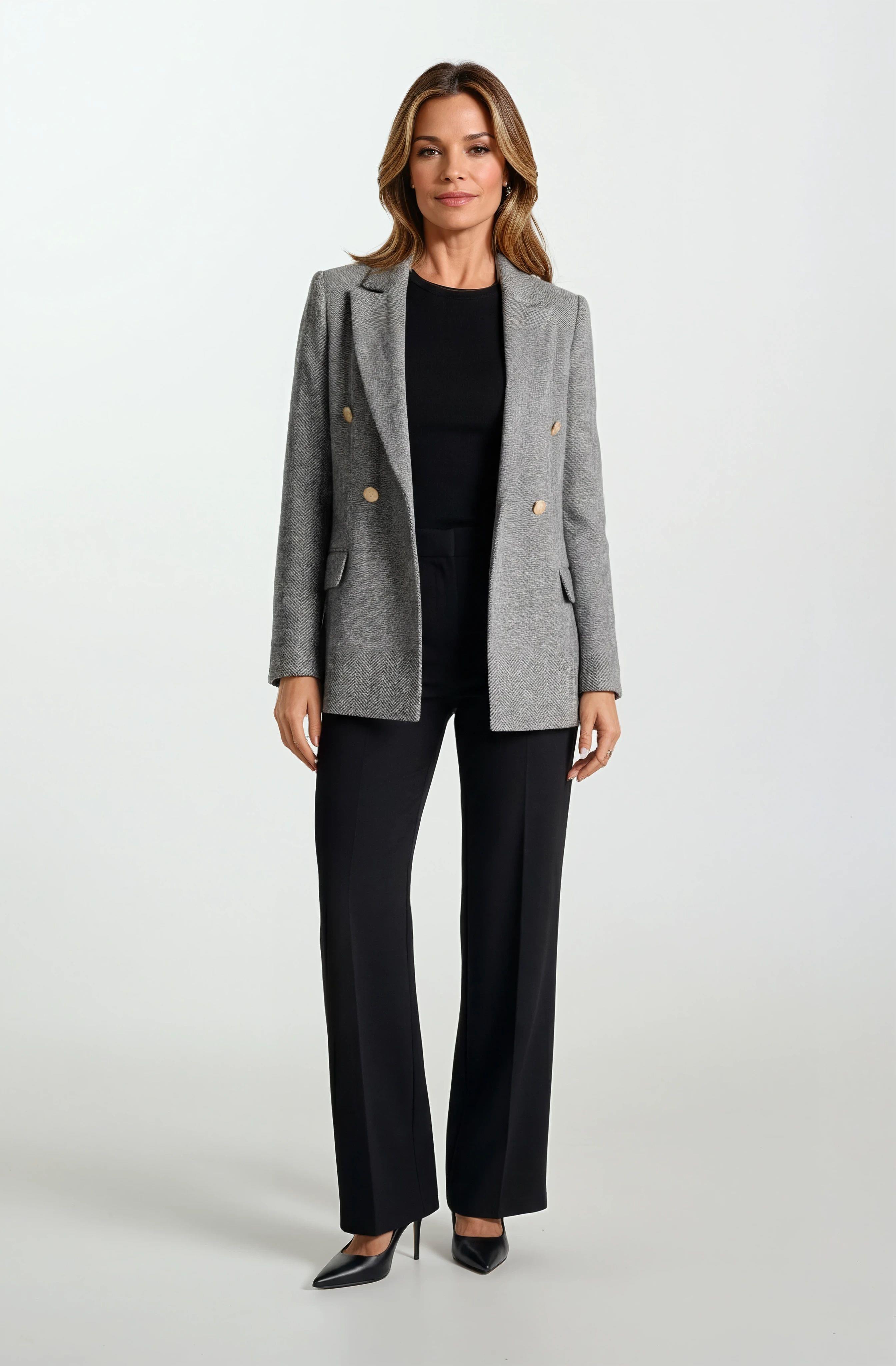 Drusolina Klasik Yaka Kapaklı Cepli Blazer Ceket SİYAH