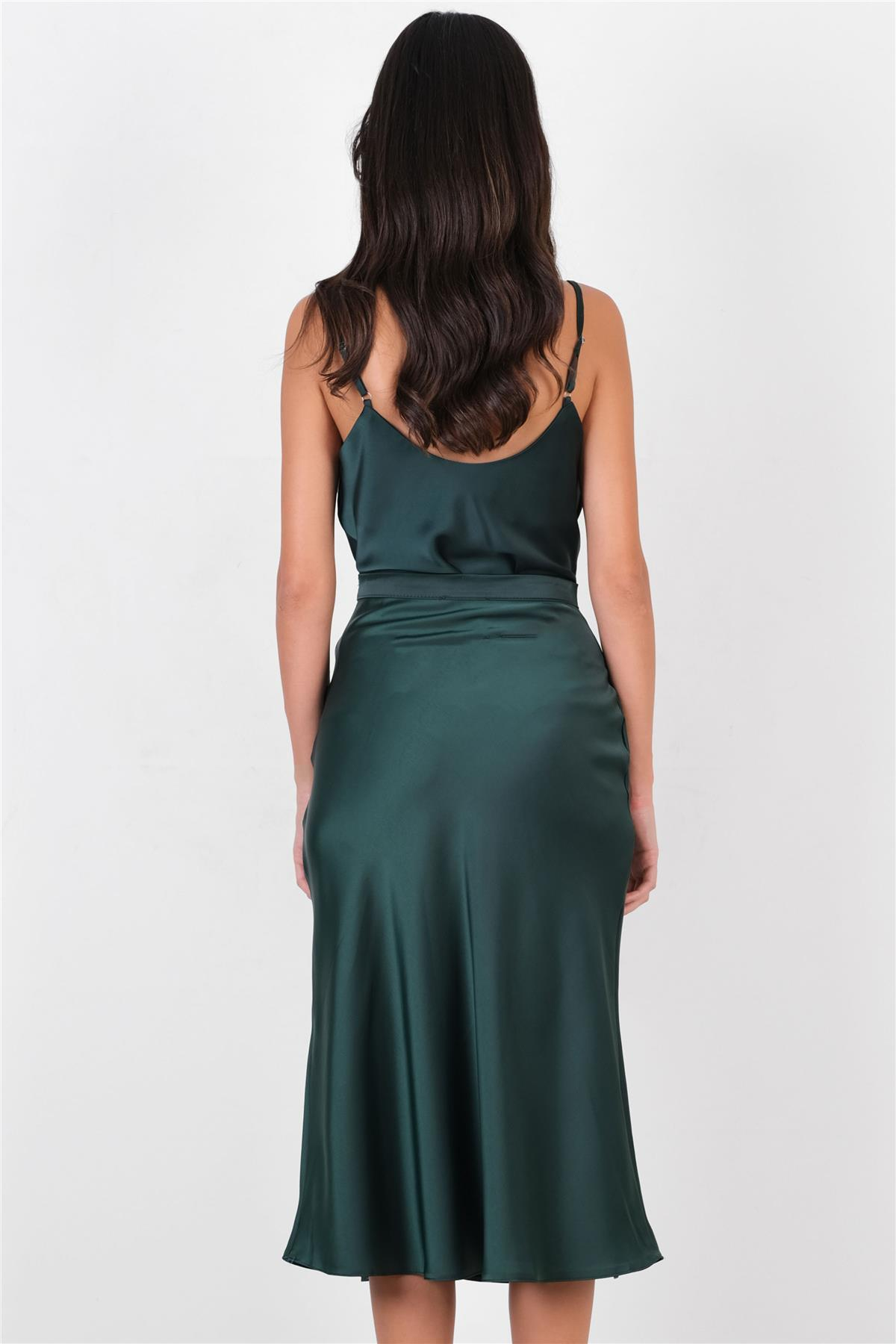 Dunaway Astarsız Saten Etek ZÜMRÜT