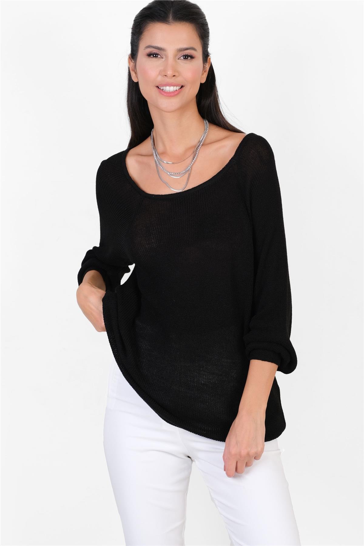 Duquenne U Yaka Triko SİYAH