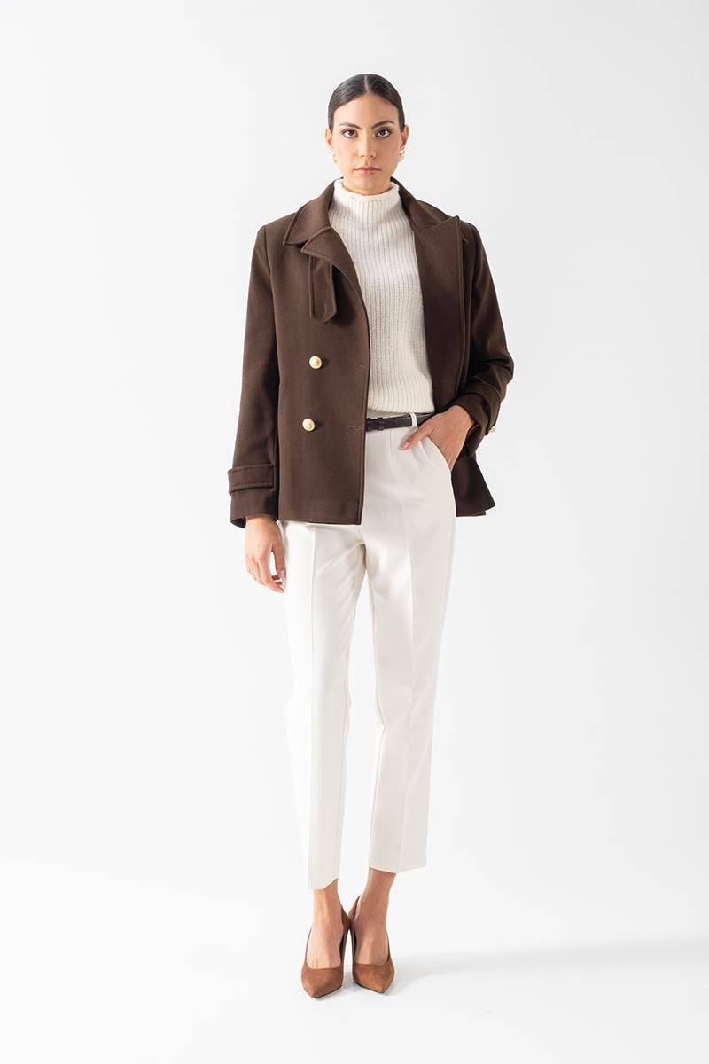 Edmondo Erkek Yaka Kruvaze Mont KAHVE