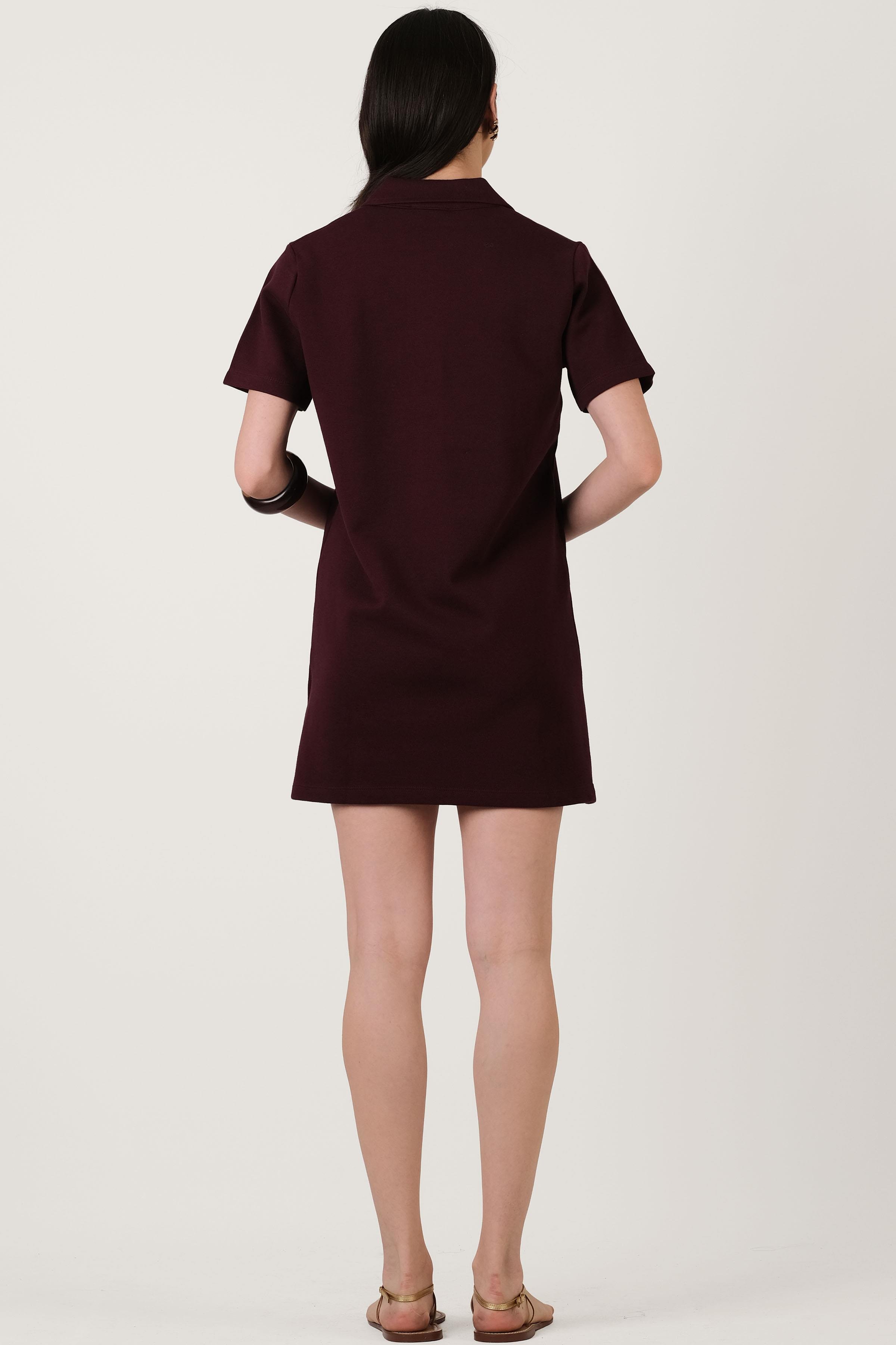 Eisenberg Polo Yaka Mini Elbise BORDO