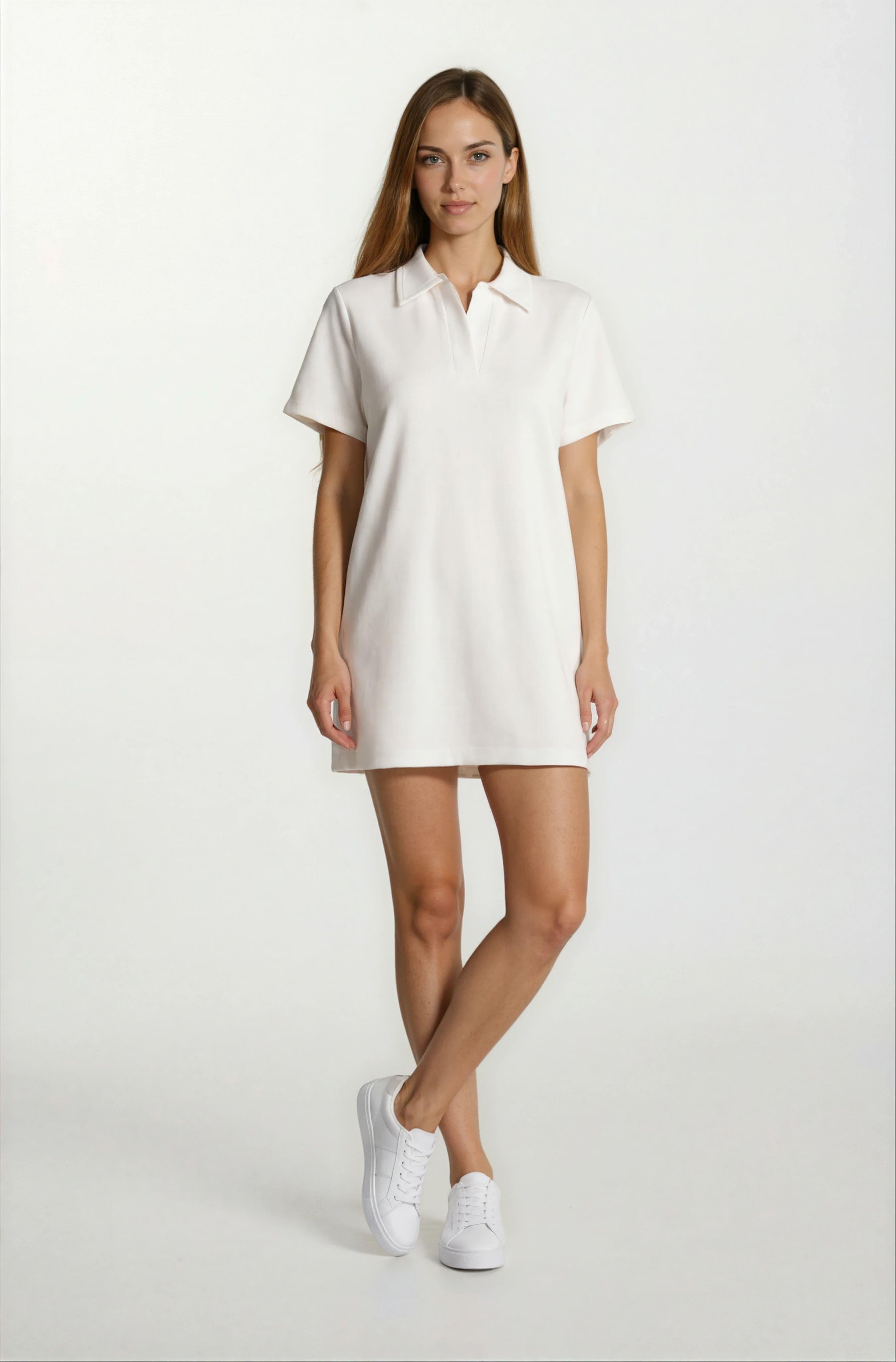 Eisenberg Polo Yaka Mini Elbise EKRU