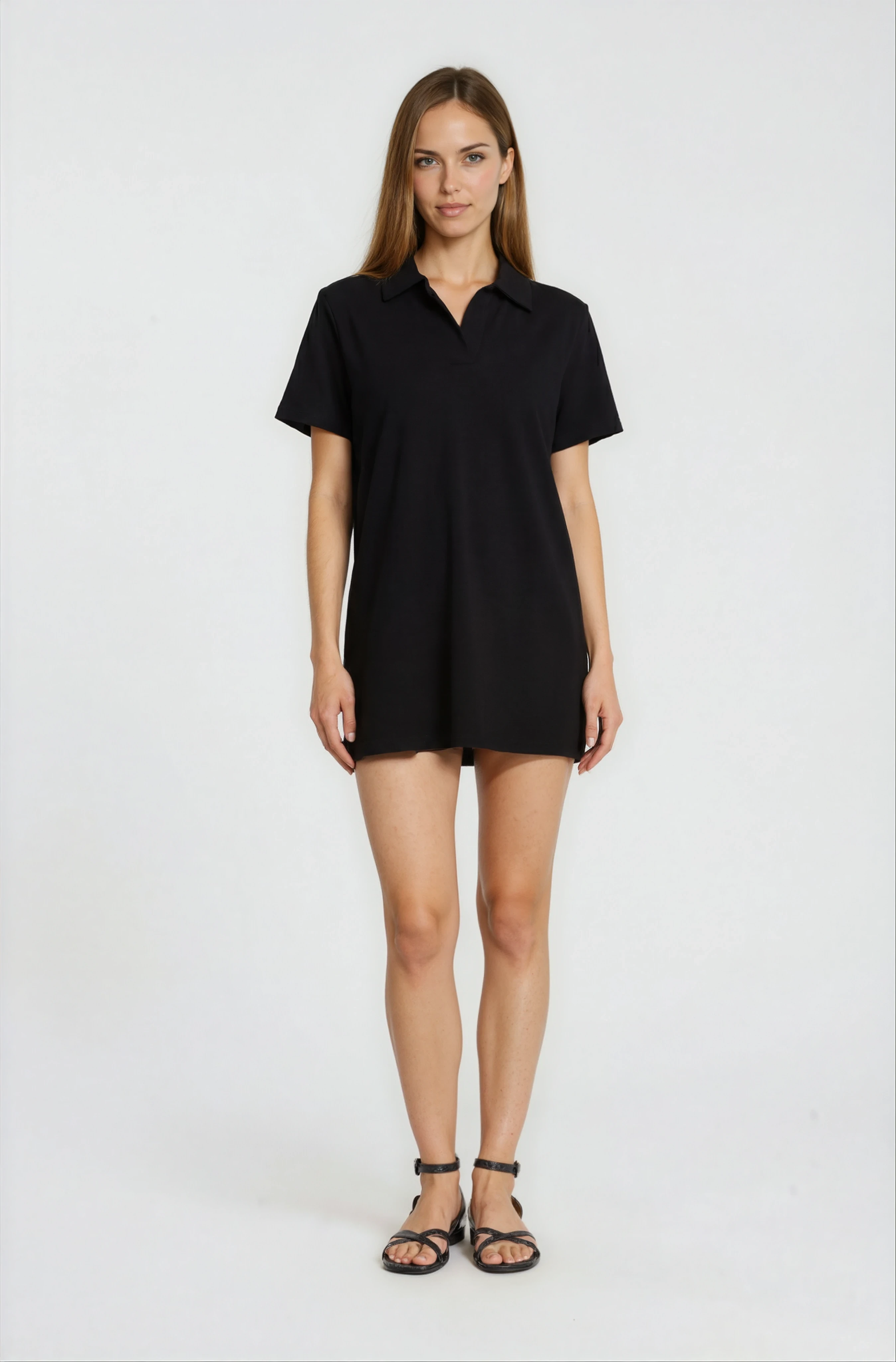Eisenberg Polo Yaka Mini Elbise SİYAH