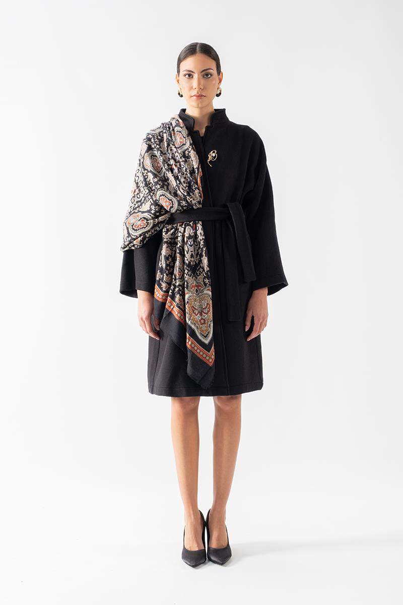 Enayatullahi Desenli Şal SİYAH