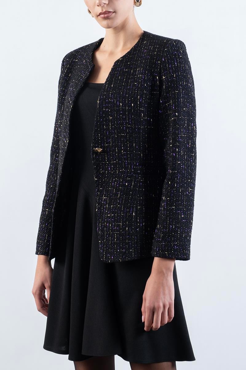 Entwisle Yakasız Tek Düğme Flota Cep Ceket SİYAH