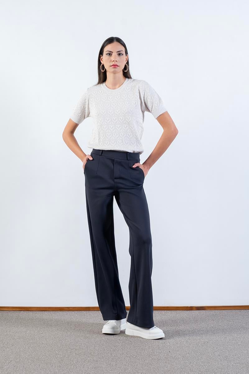 Erinela Arka Beli Lastikli Cepli Pantolon ANTRASİT