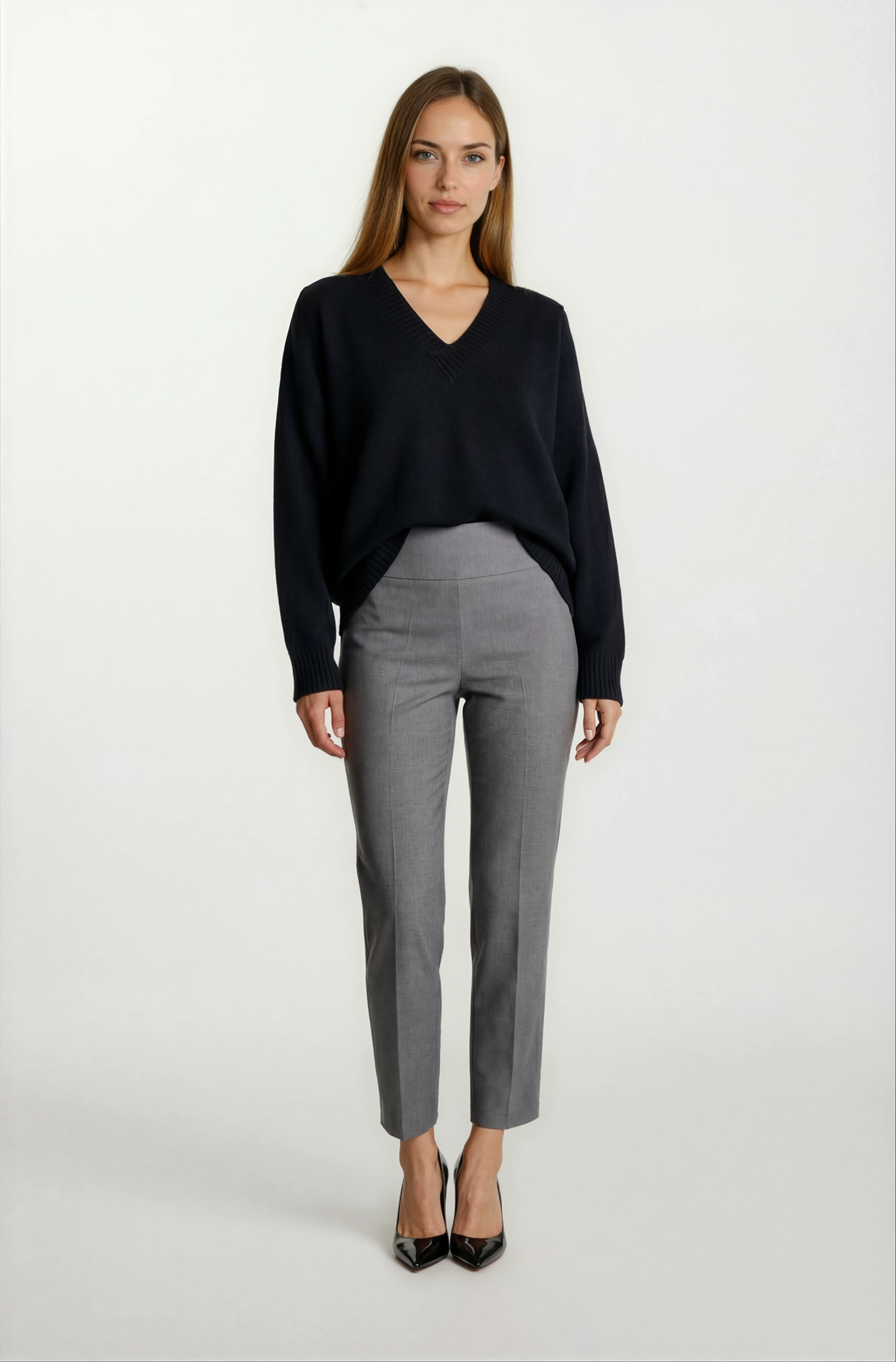 Esperina Arka Bel Geniş Lastikli  Dar Paça Pantolon ANTRASİT