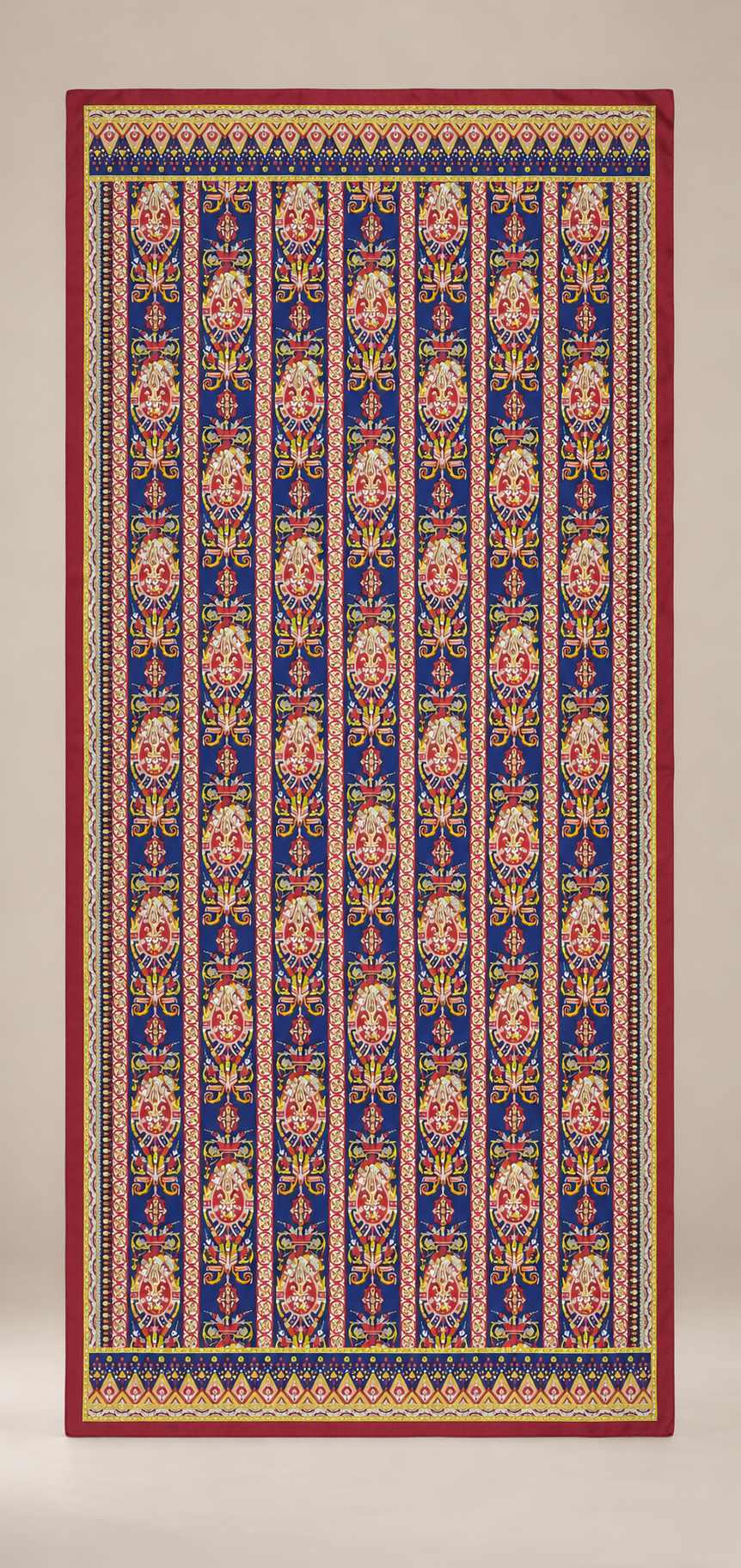 Etnik ve Değişik Desenli Kenarları Bordürlü Şal180 x 85 cm BORDO