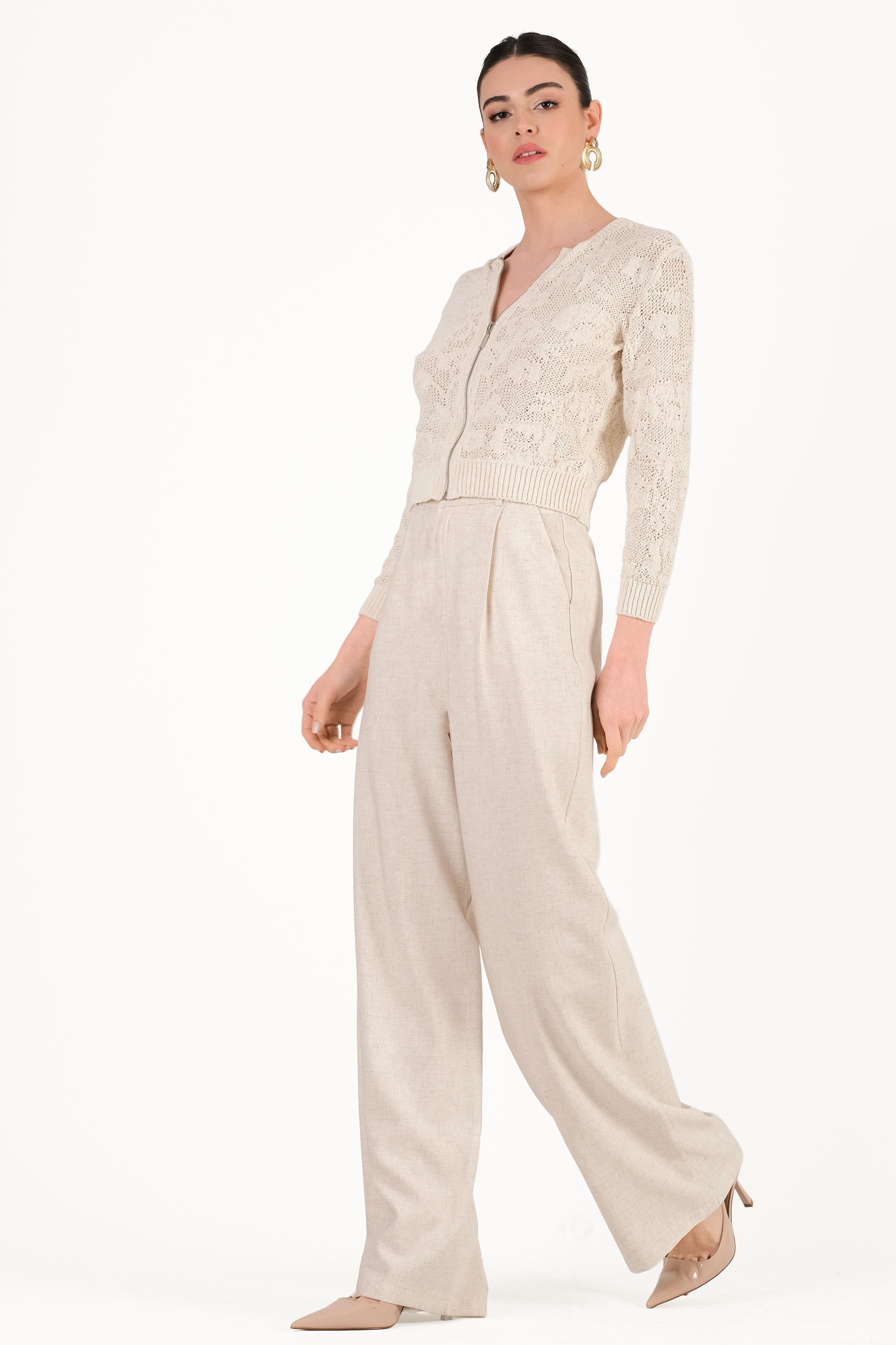 Fabian Yüksek Bel Geniş Paça Salaş Pantolon BEJ