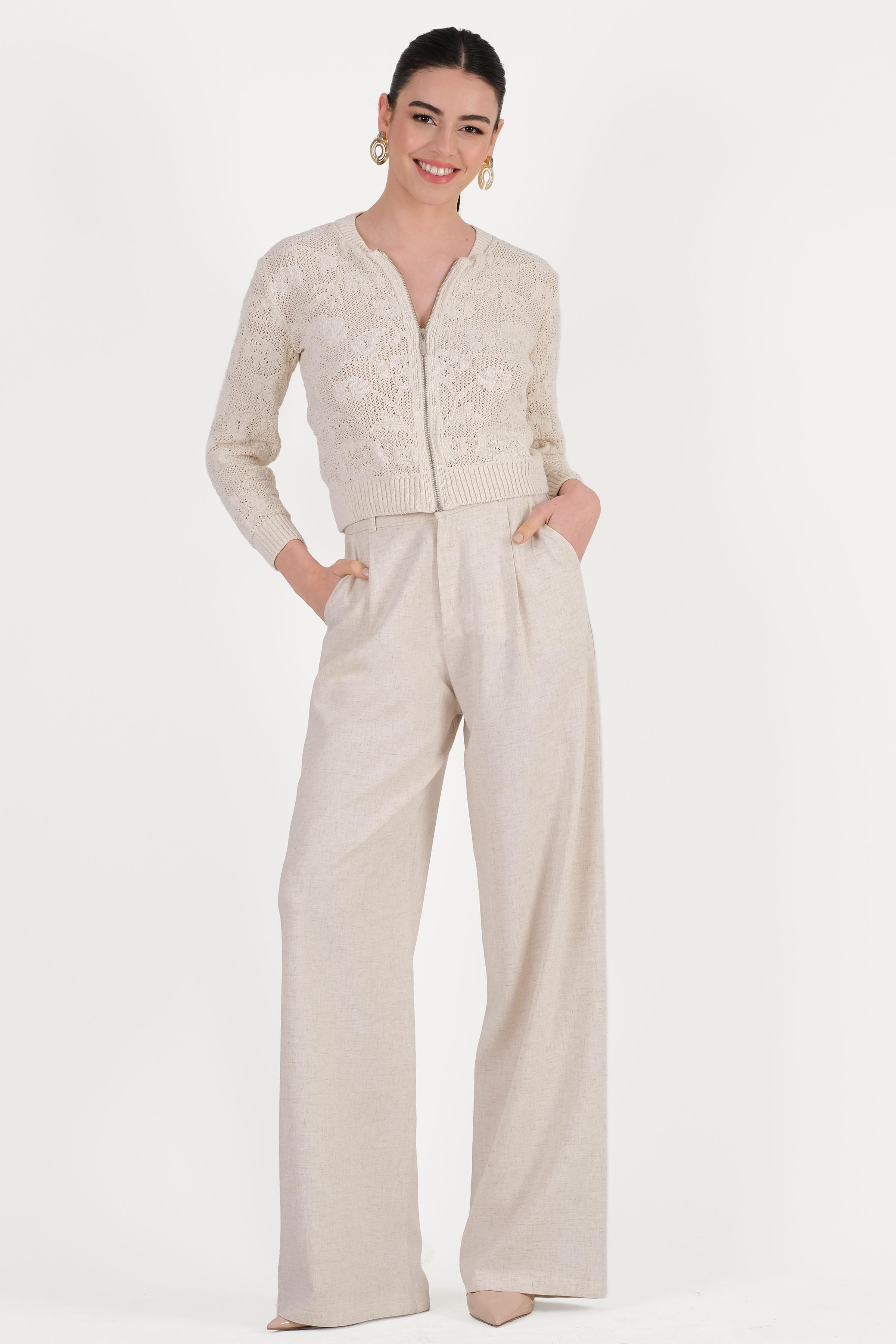 Fabian Yüksek Bel Geniş Paça Salaş Pantolon BEJ