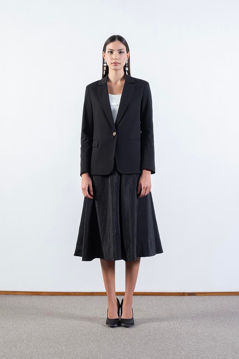 Fasolo Klasik Yaka Kapaklı Cepli Tek Düğme Ceket SİYAH