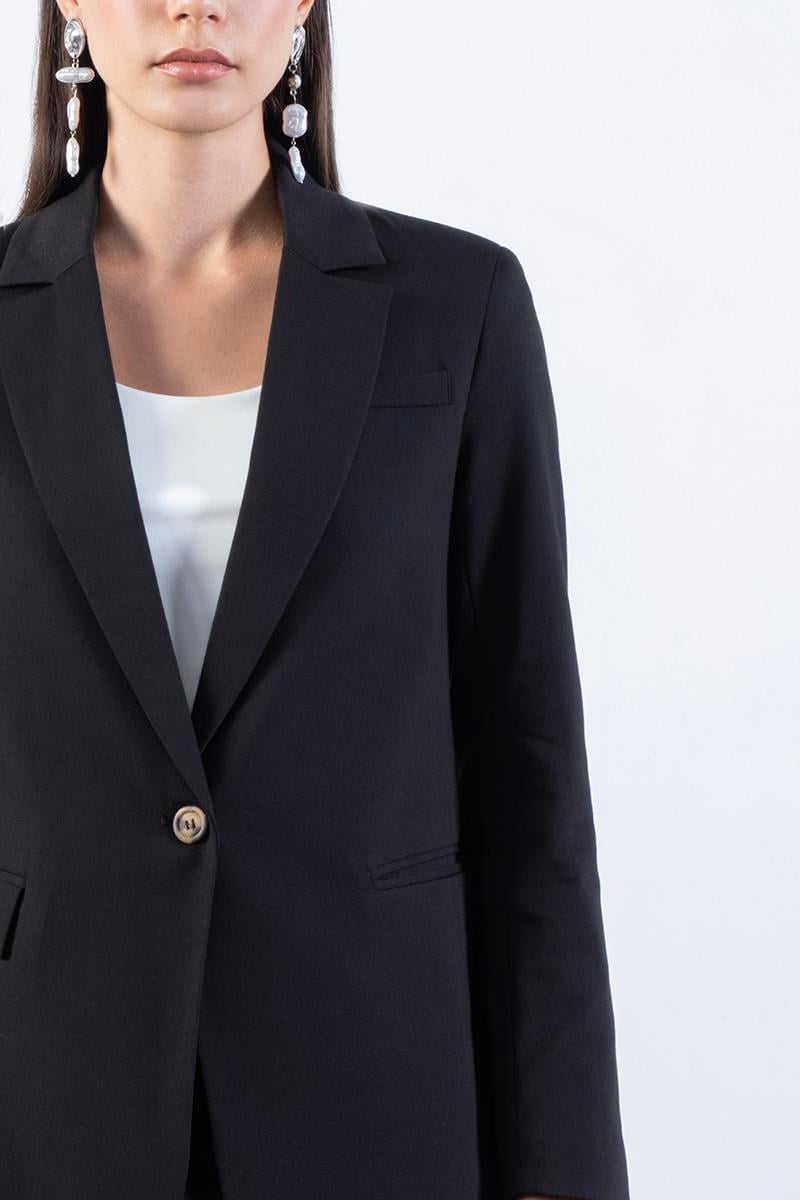 Fasolo Klasik Yaka Kapaklı Cepli Tek Düğme Ceket SİYAH