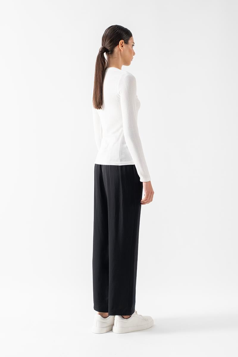 Fenwick V Yaka Uzun Kol Triko Bluz EKRU