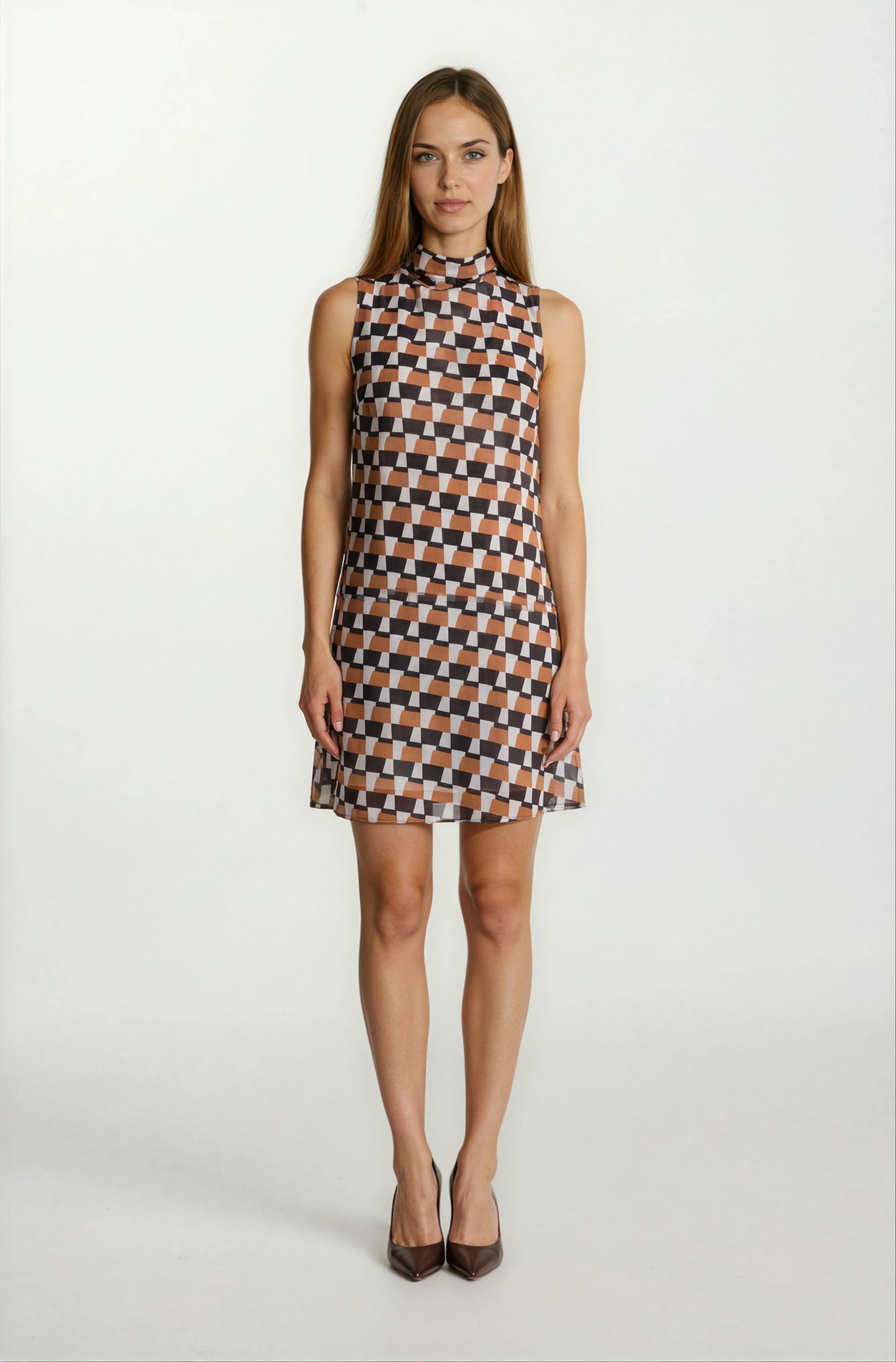 Fernandel Degaje Yaka Arkadab Bağlamalı Kolsuz Elbise HARDAL