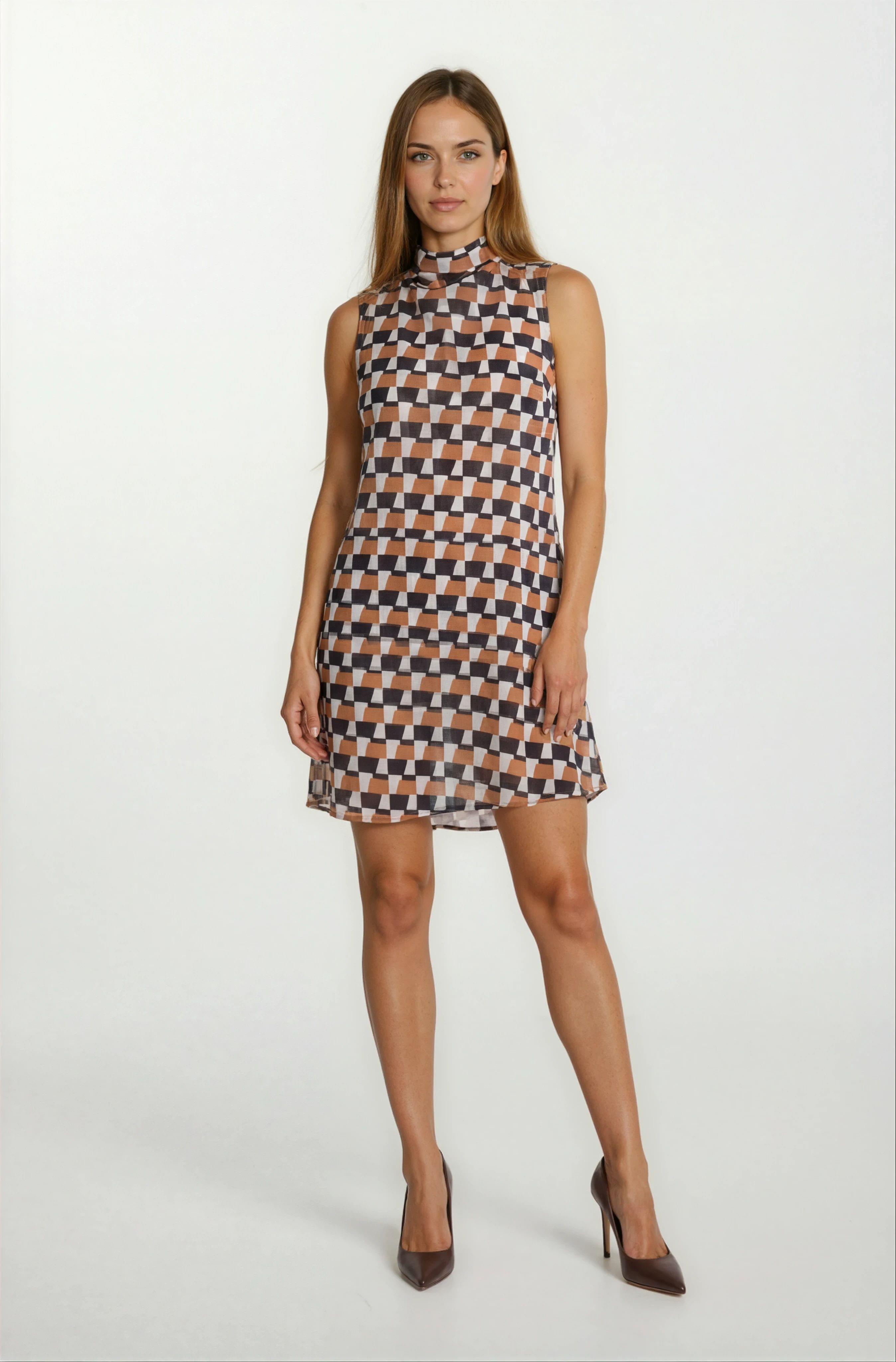 Fernandel Degaje Yaka Arkadab Bağlamalı Kolsuz Elbise HARDAL