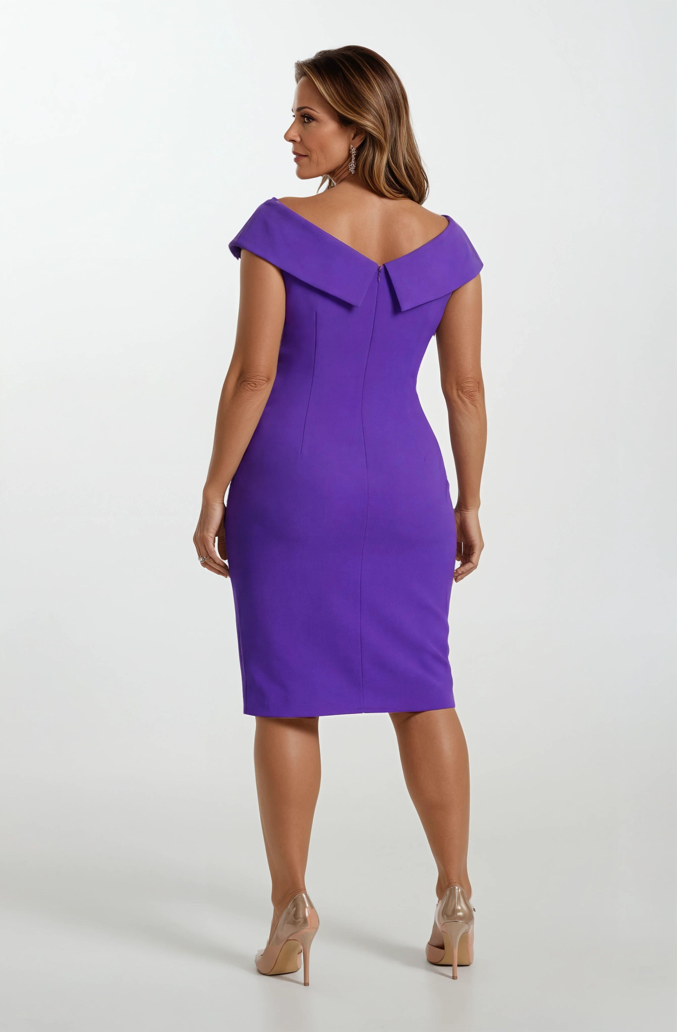 Ferzetti Kuruvaze Omuz Pileli Yırtmaçlı Midi Abiye Elbise MOR