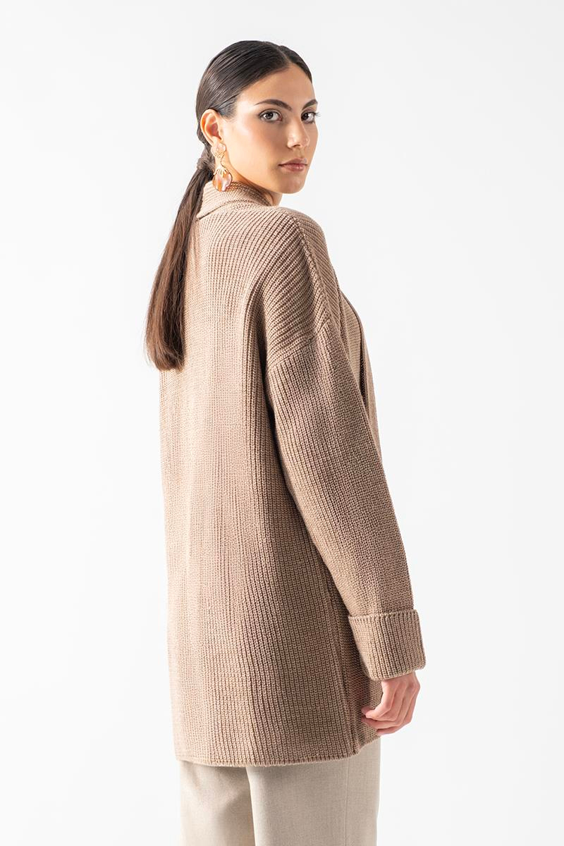 Fioravanti Şal Yaka Cepli Triko Hırka SÜTLÜ KAHVE