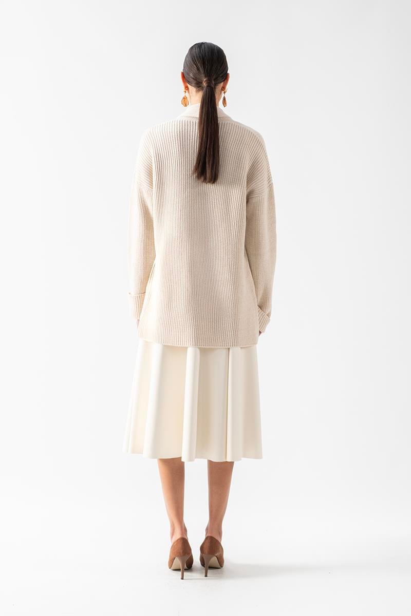 Fioravanti Şal Yaka Cepli Triko Hırka TAŞ