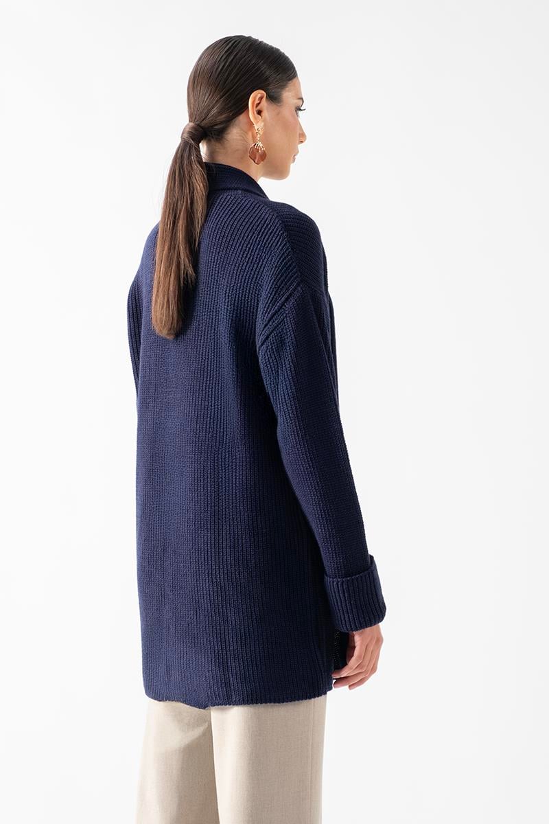 Fioravanti Şal Yaka Cepli Triko Hırka LACİVERT