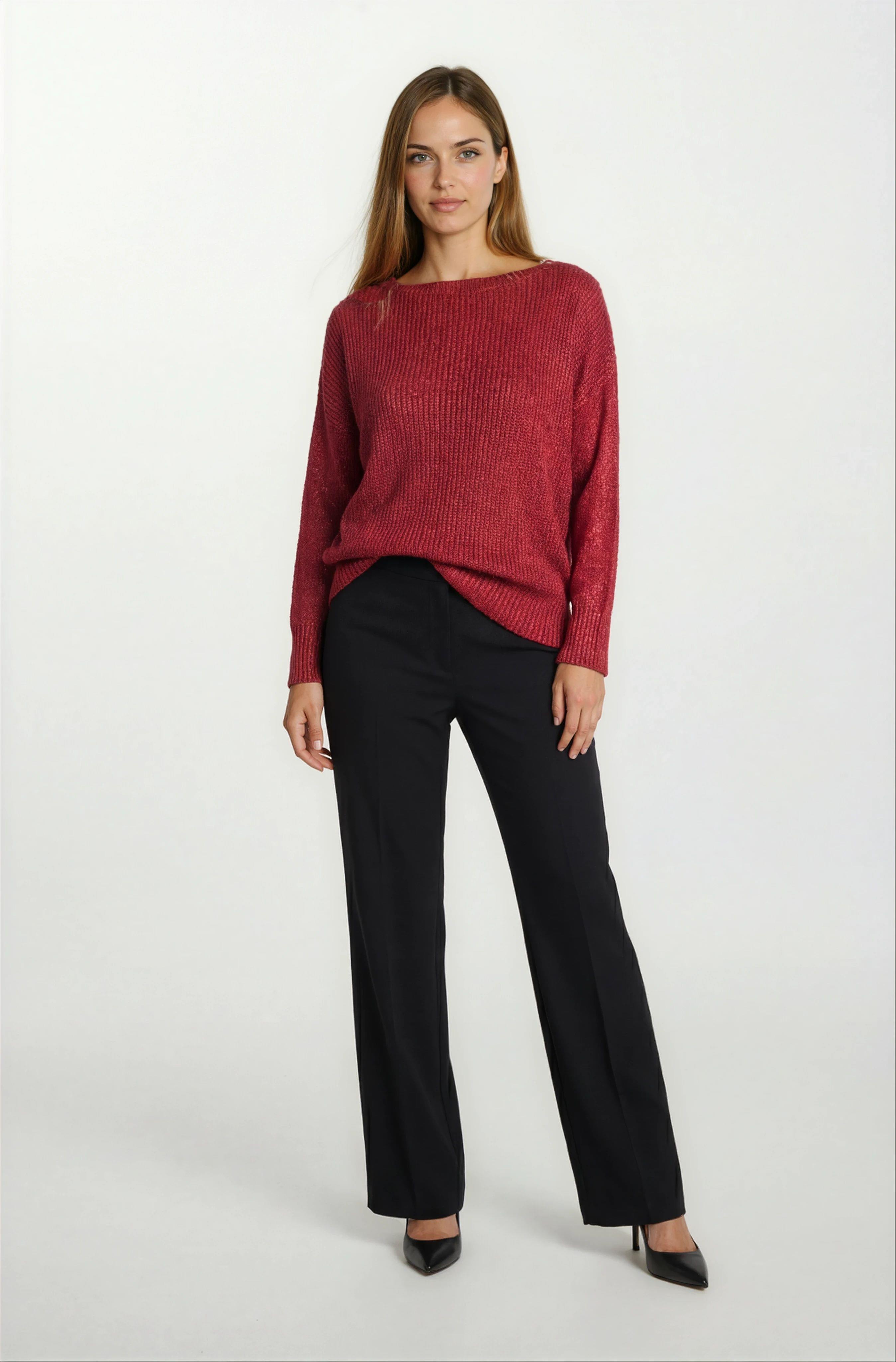 Fishburn Kayık Yaka Triko BORDO